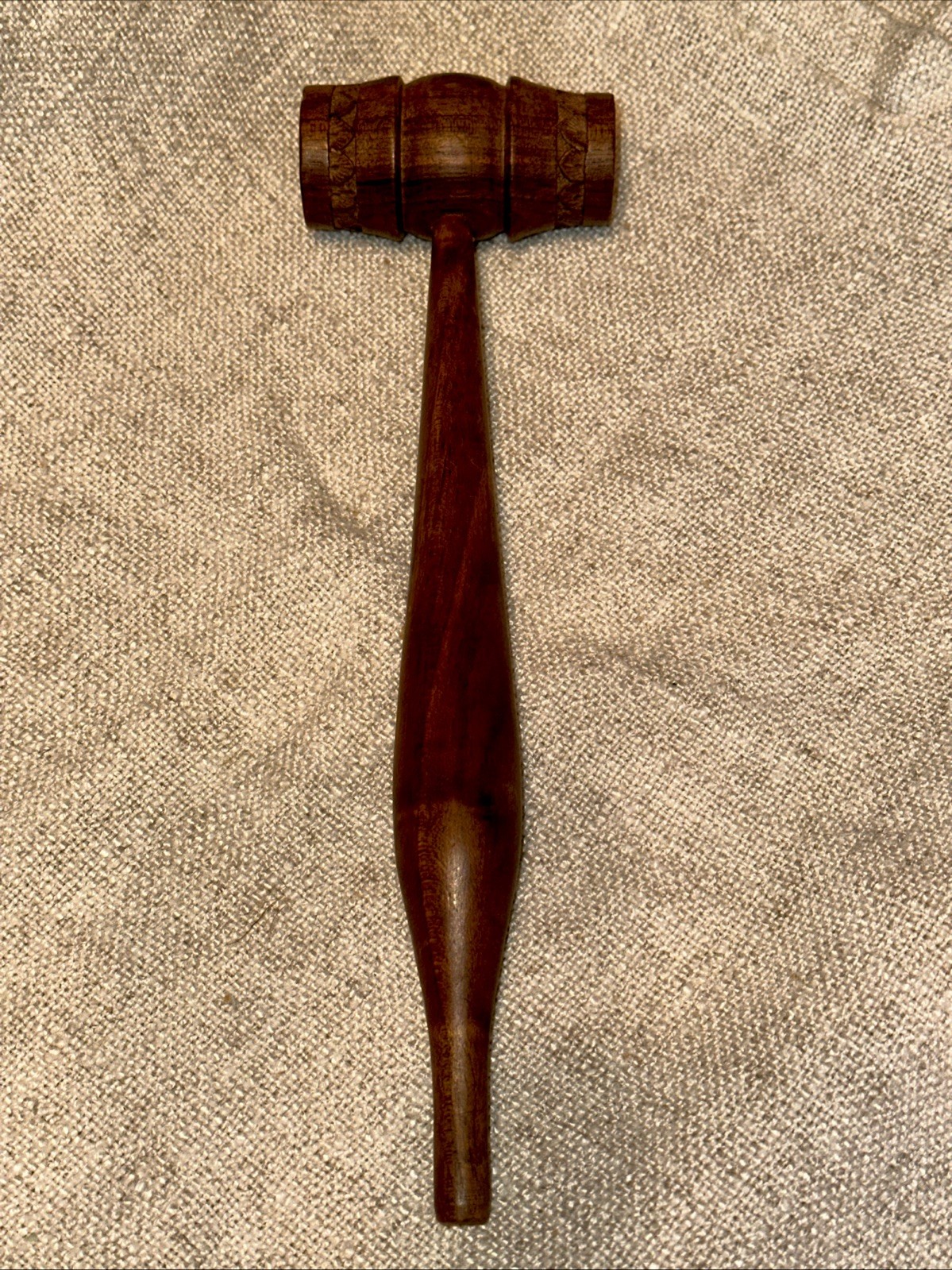 Vintage Decorative Wooden Mallet Hand Turned Carved Barrel Form Gavel