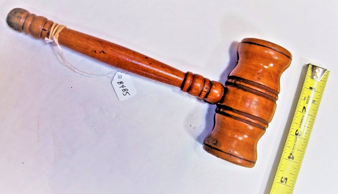 Wooden Vtg Gavel, 7 oz., 10-3/8″ Lg, head length is 4-1/2 x 2-1/16″ Diameter