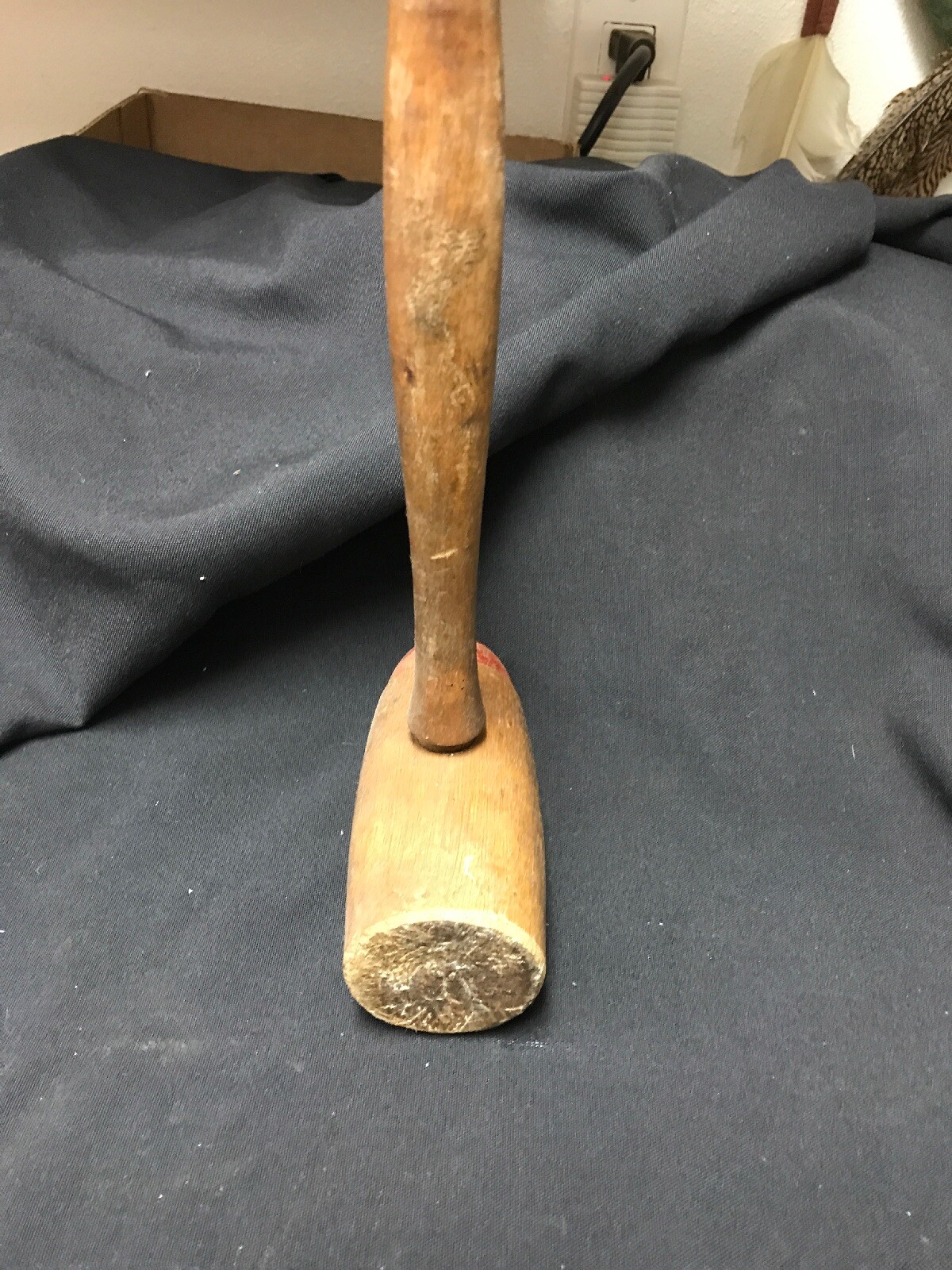 vintage wooden gavel solid wood mallet w/red Round Wood end & Flat End 11” Long