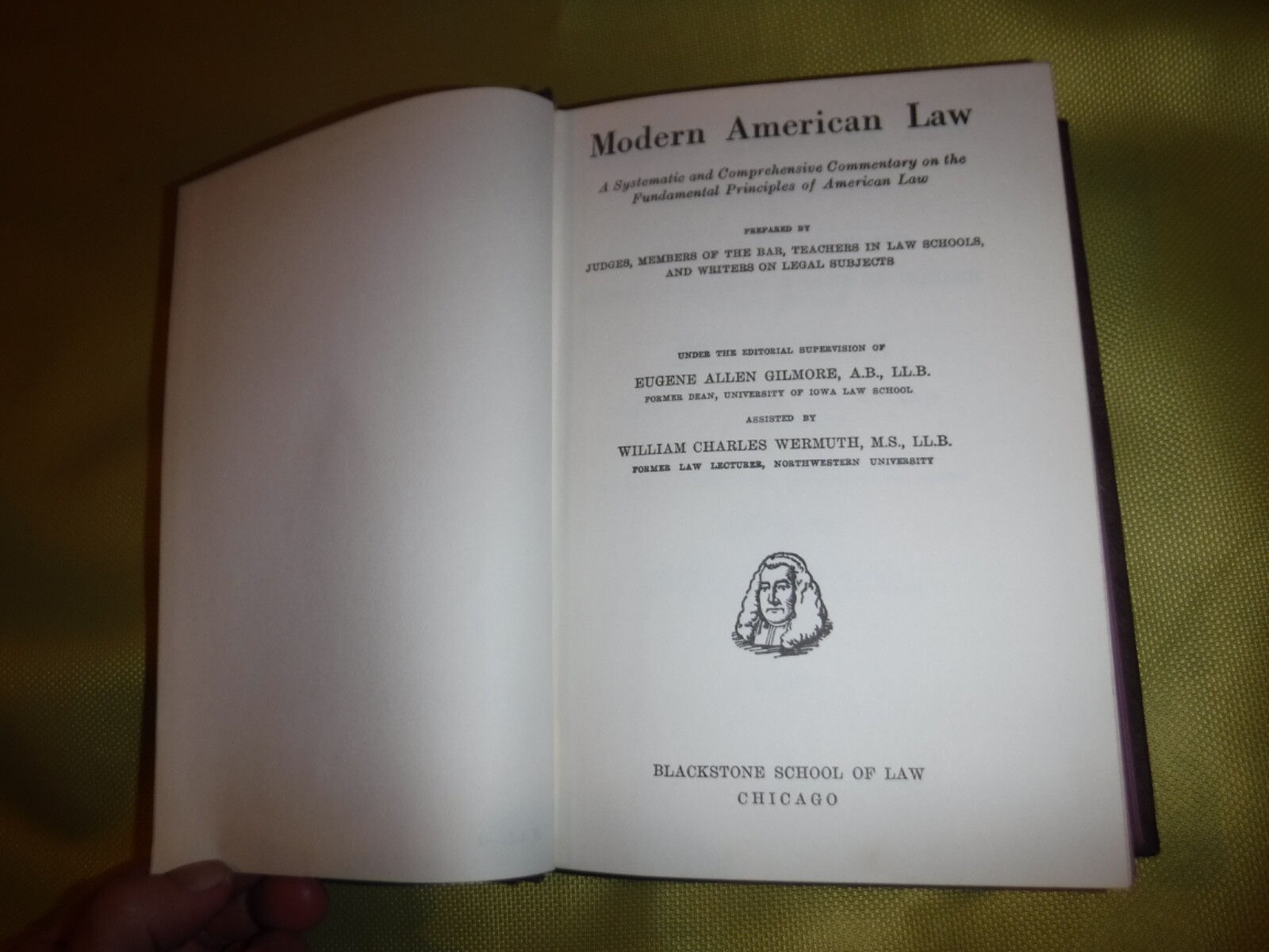 MODERN AMERICAN LAW BY EUGENE GILMORE VOL. 1 LAW ORIGIN NATURE DEV. CONTRACTS +