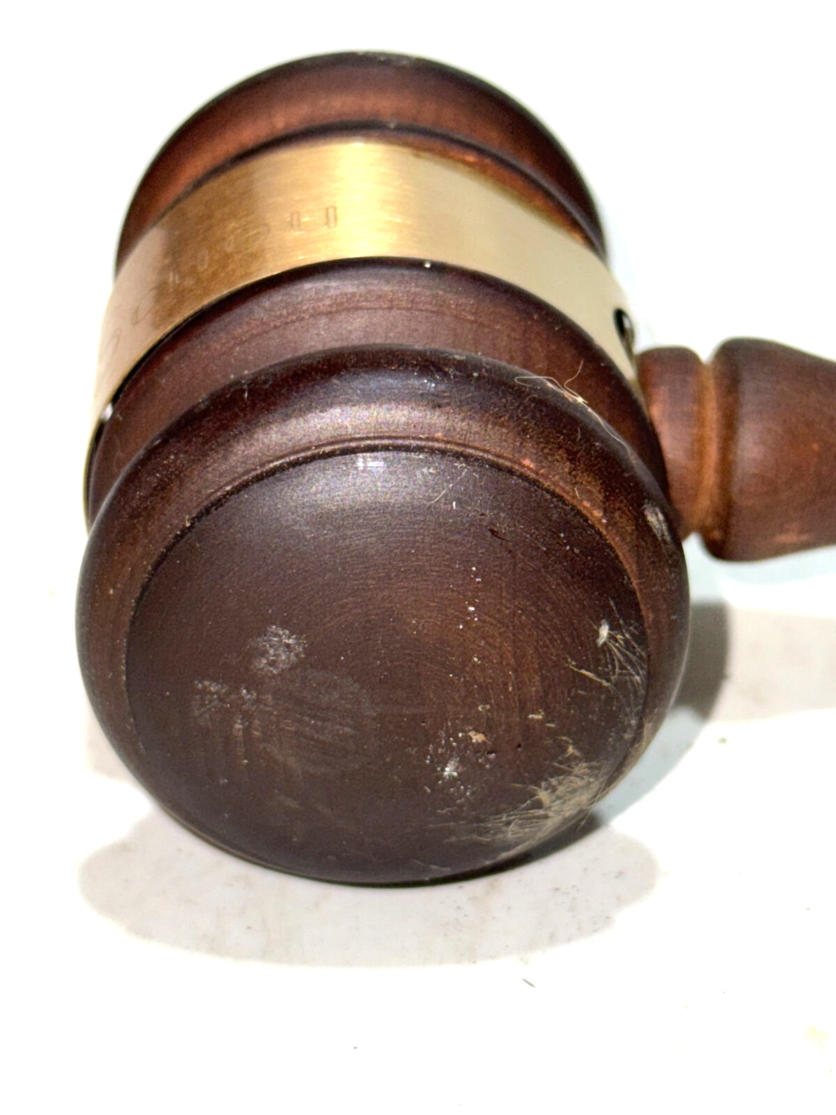 Wooden Gavel Metal Engraved Name Vintage «Colonel Schou» 10.25″ Long