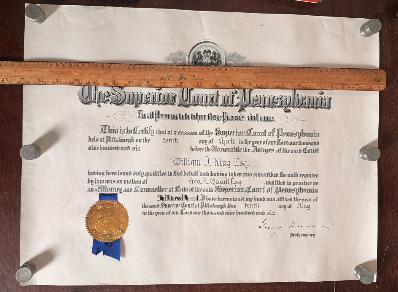 Antique Law School Ephemera Univ Rhode Island Diploma Pennsylvania Bar Equire