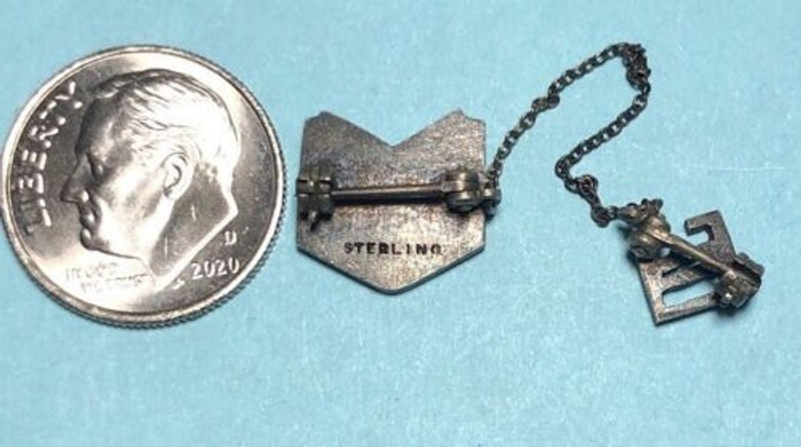 Vintage 1930 LA Law School Sterling 2 Piece Lapel Pin