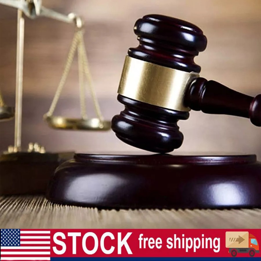 Wooden Handcrafted Gavel Hammer + Sound Block for Judge Lawyer Auction Sale