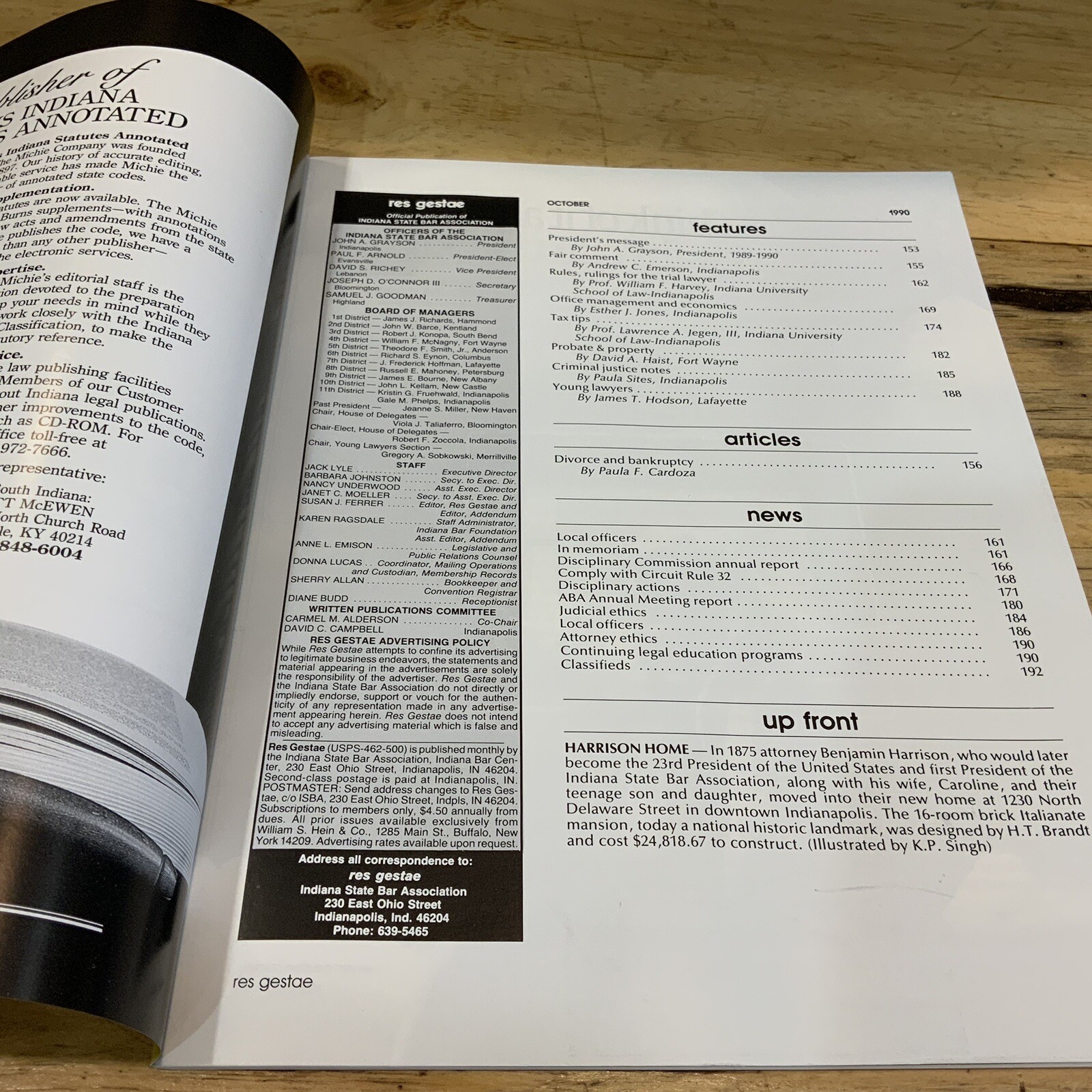 Indiana State Bar Association 1990 Res Gestae Lawyers Law Attorney