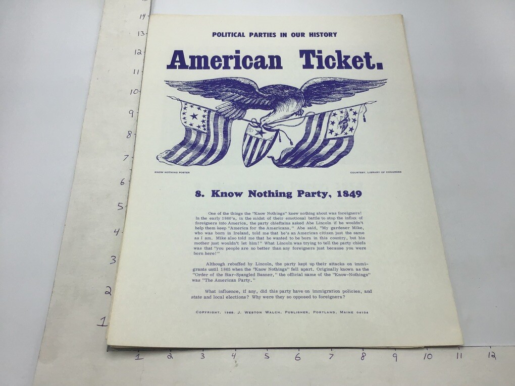 Original 1968 Poster: Political Parties in our History: KNOW NOTHING PARTY, 184