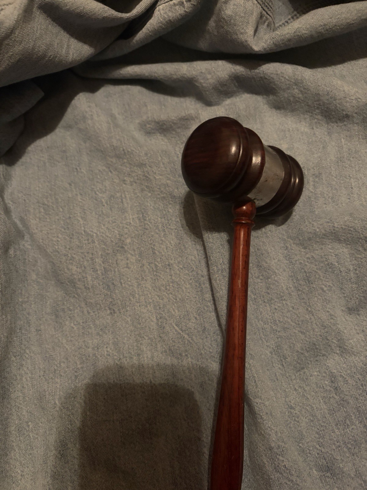 Antique Wooden Gavel with Engraving 1957 Lawyers Andrew Balut Victor Zaleski