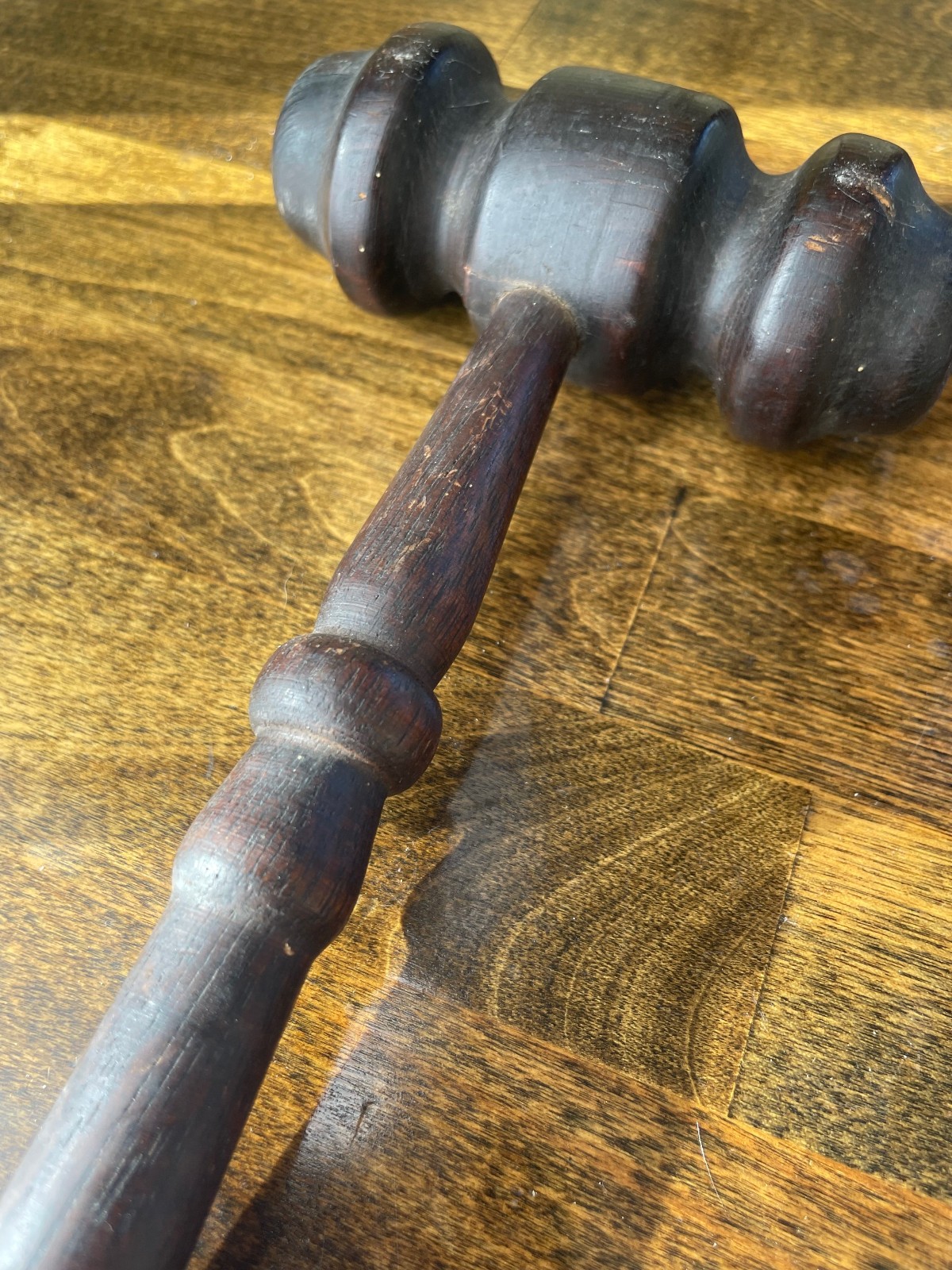 Antique 19th Century Solid Wood Gavel – Large, Hand-Turned