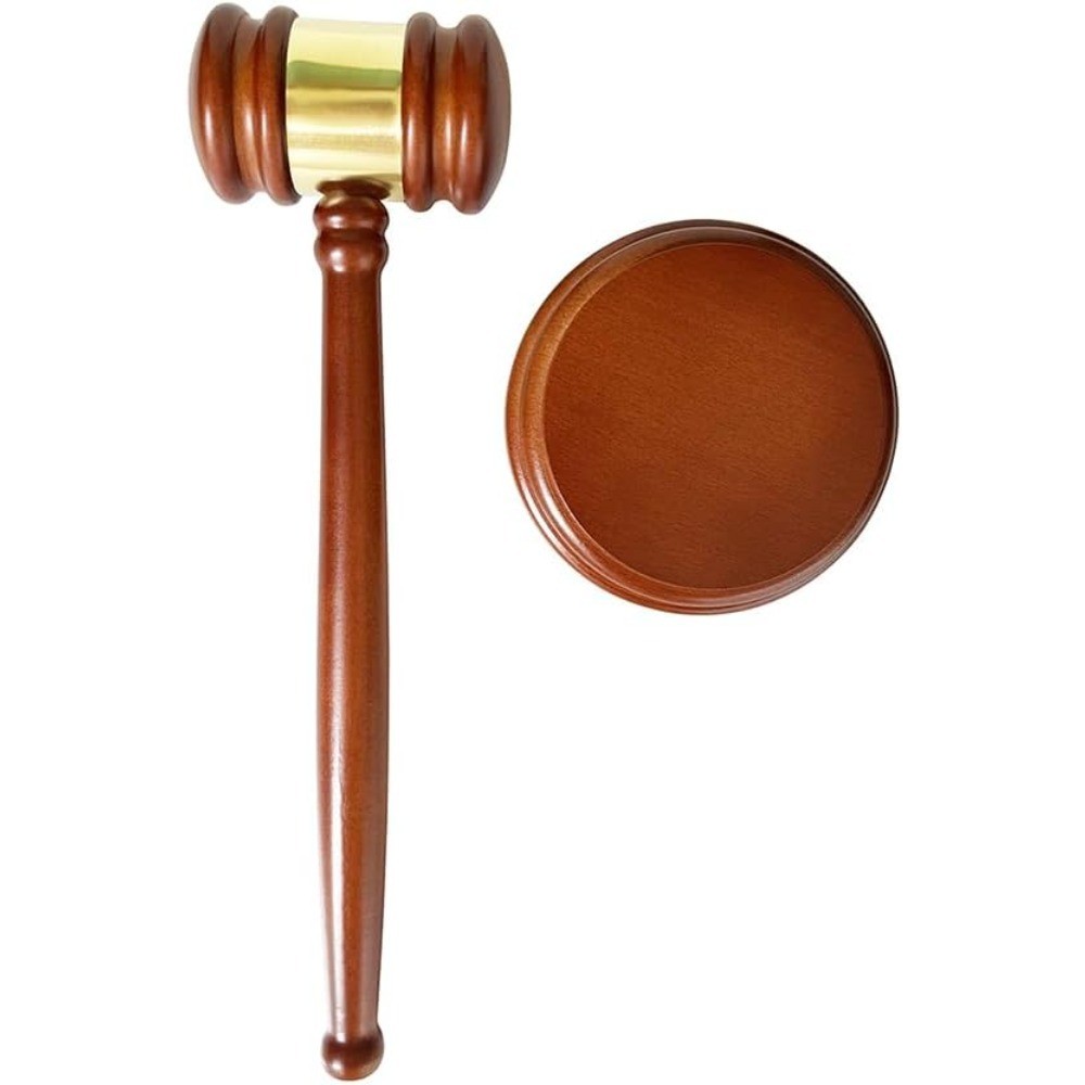 Handmade Wooden Gavel and Sound Block Set for Judge Auctioneer Lawyer Meeting