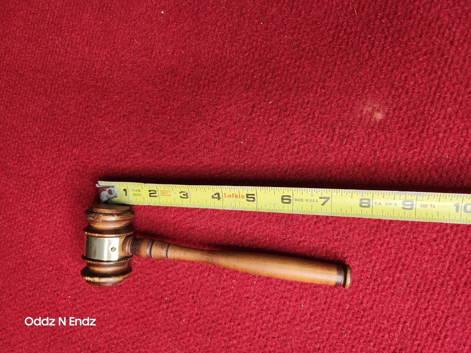 Vintage Wooden Gavel With Brass Plaque S.G.A. President 1976-77 8 Inches Long