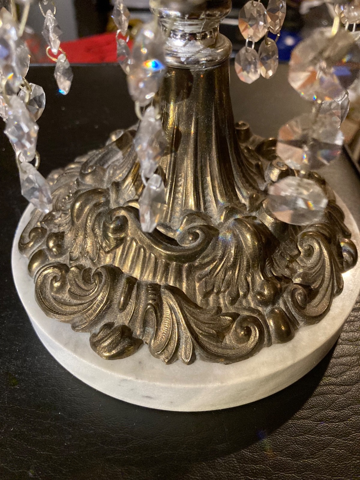 Scale Of Justice ANTIQUE L&L WMC GLASS CRYSTAL BRASS MARBLE 18.5” Tall