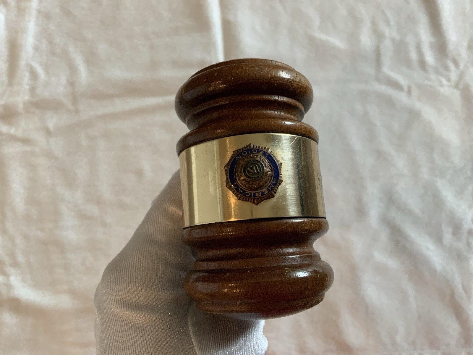 Vintage American Legion Wood Gavel Engraved Brass Band RED RHODE