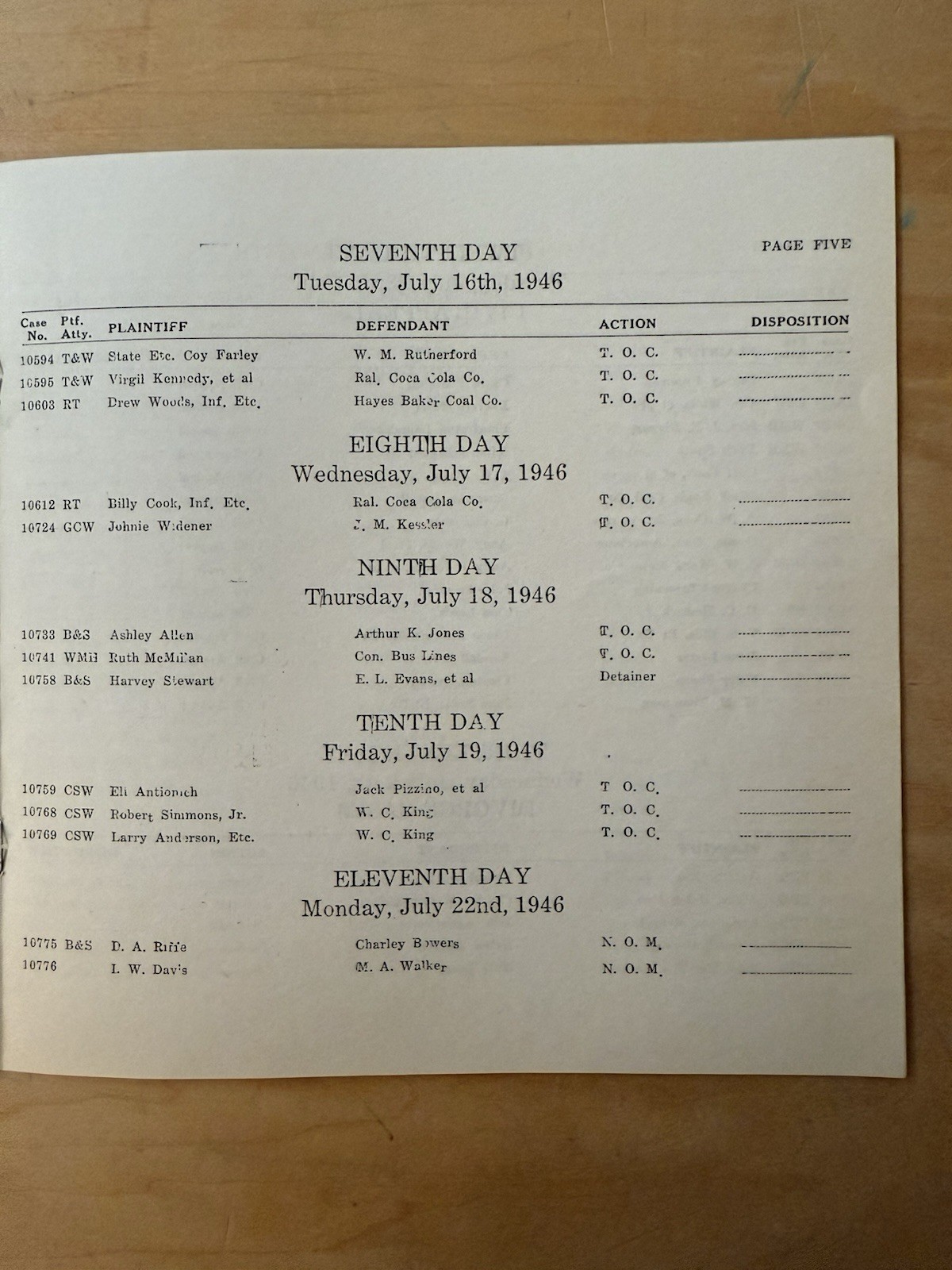 Wyoming County Circuit Court Legal Document 1946 Lawyers & Legal Theme