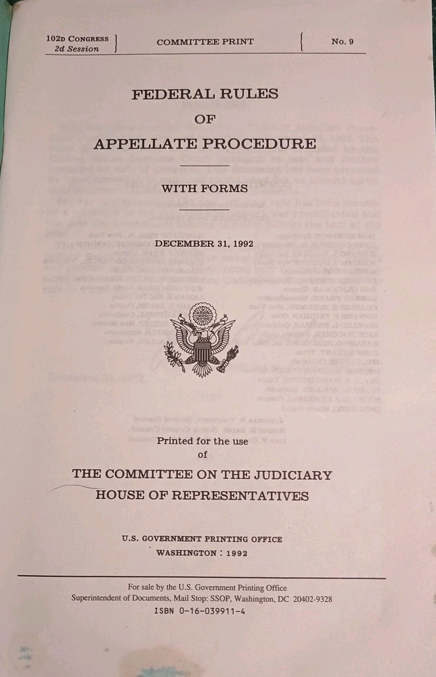 Federal Rules Of Appellate procedures With Forms Dec. 31, 1992