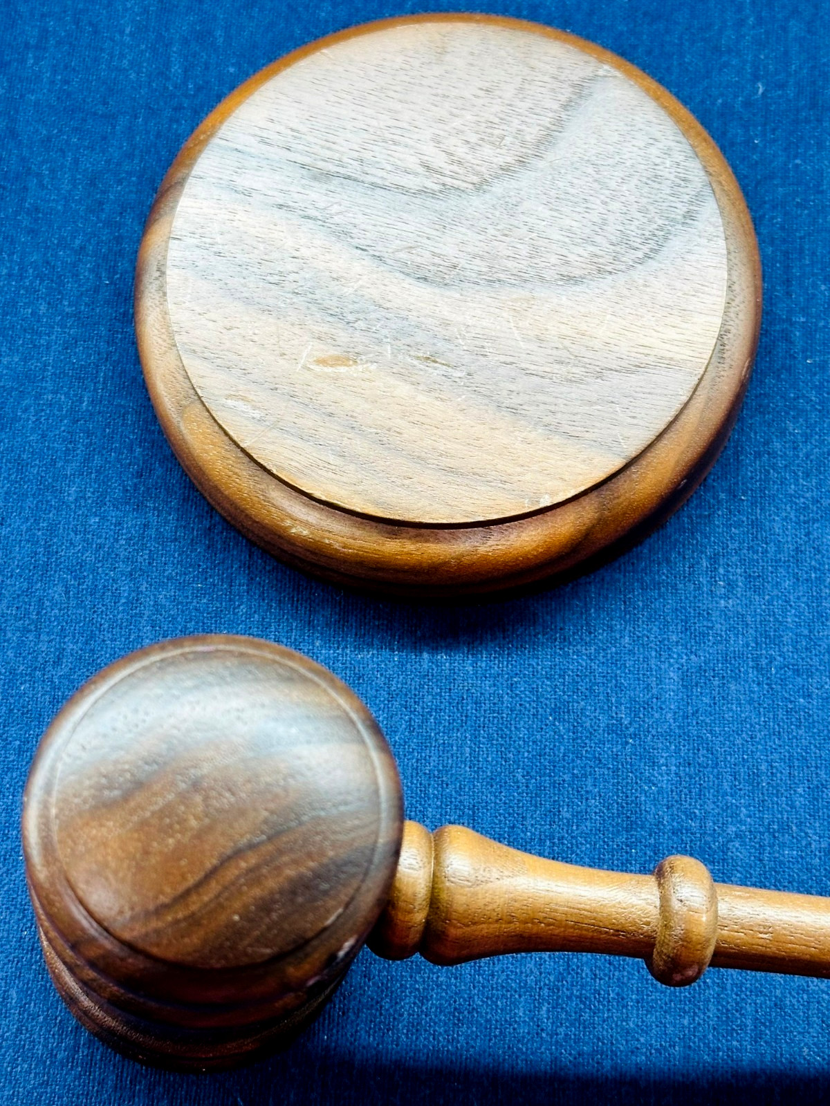 Vtg Wooden Ceremonial Hummer Gavel Judge Chairman Auctioneer Tool w/Sound Block