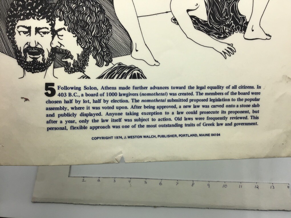 Original 1974 Poster: ORIGINS OF LAW – ATHENIAN 1000 LAWGIVERS – J Weston Walch
