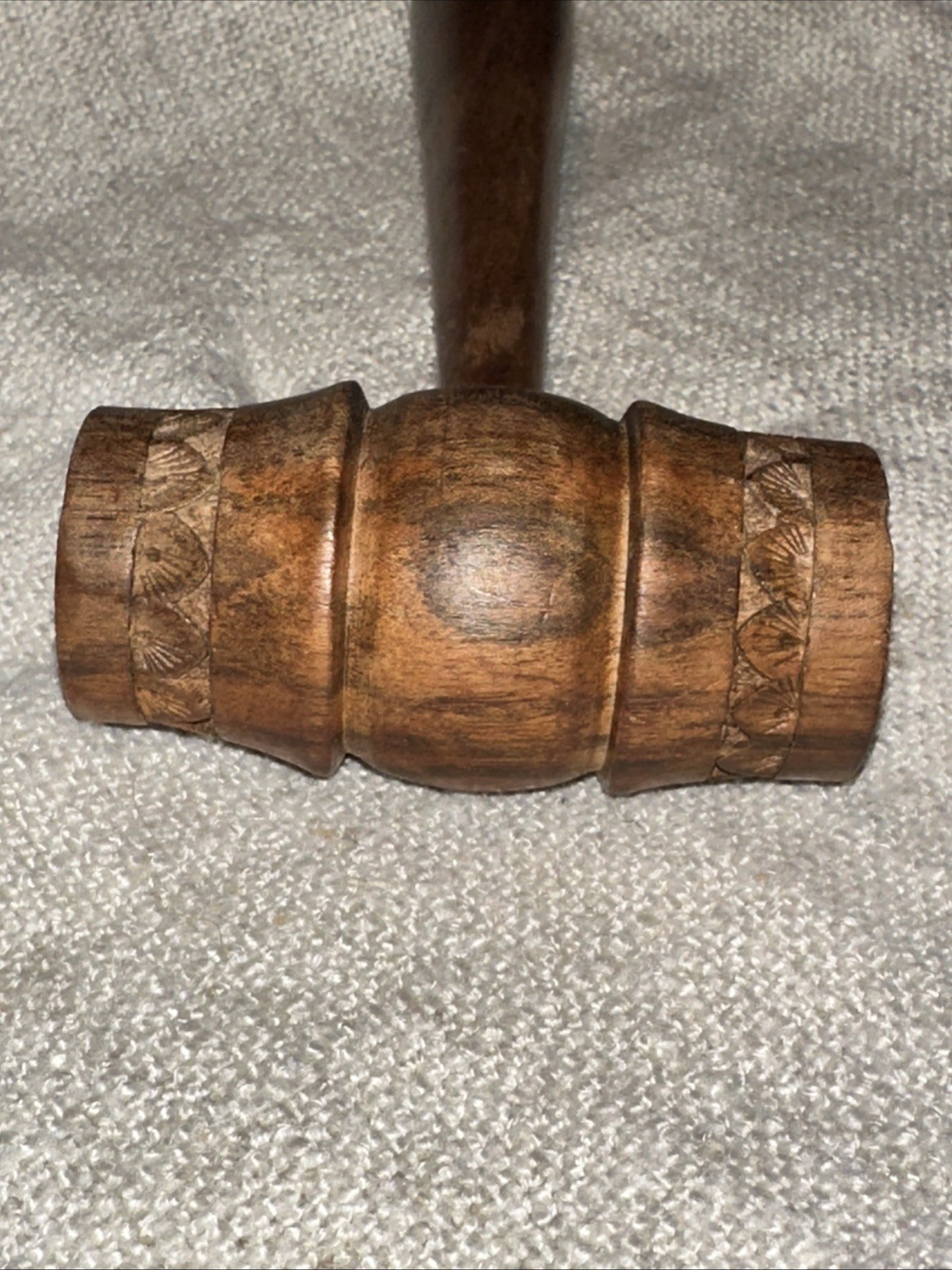 Vintage Decorative Wooden Mallet Hand Turned Carved Barrel Form Gavel