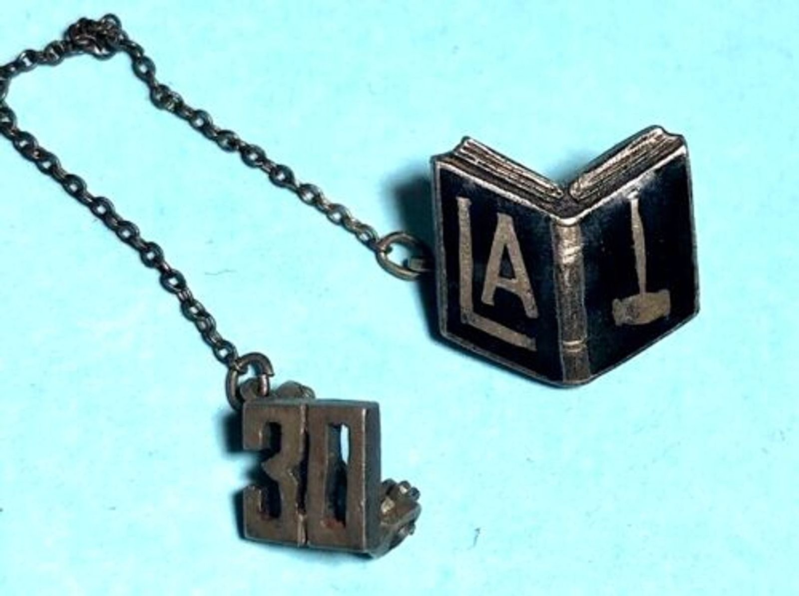 Vintage 1930 LA Law School Sterling 2 Piece Lapel Pin