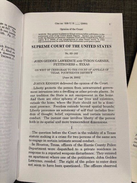BENCH OPINIONS Bowers v. Hardwick and Lawrence v Texas Gay Sexual Conduct Cases