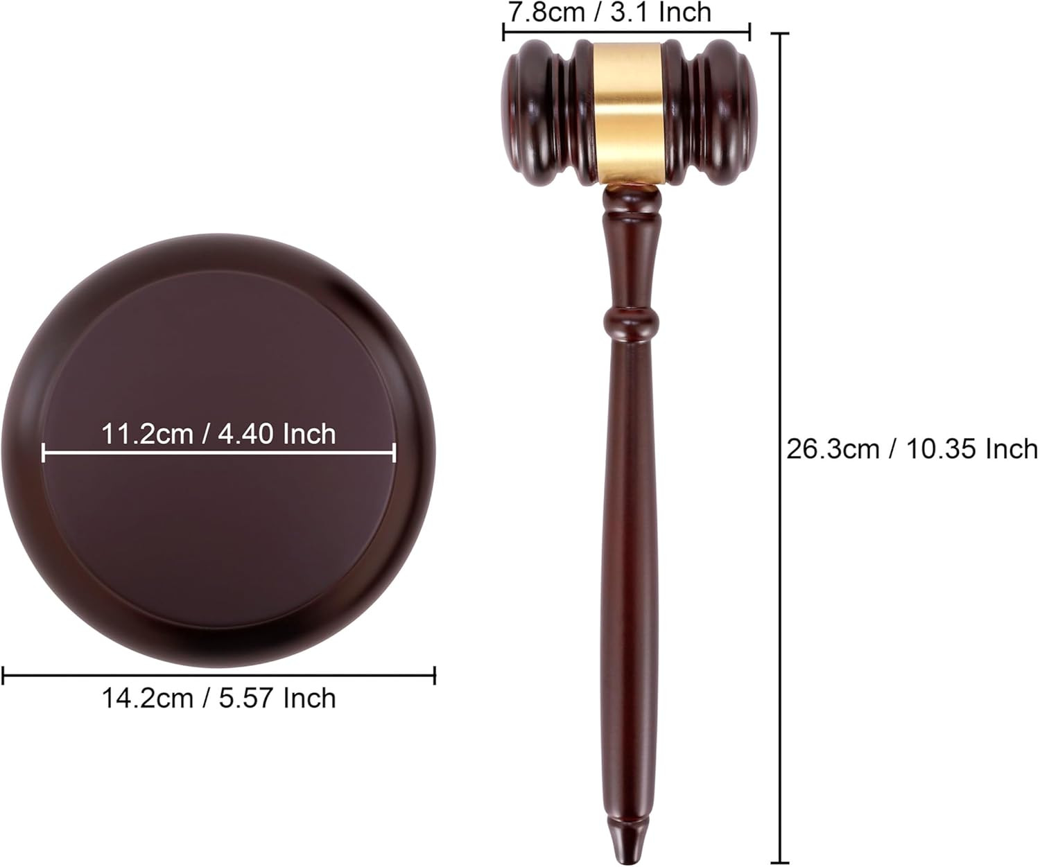 Wooden Gavel and Block Set, Wooden Gavel and Sound Block Set for Lawyer Judge Au