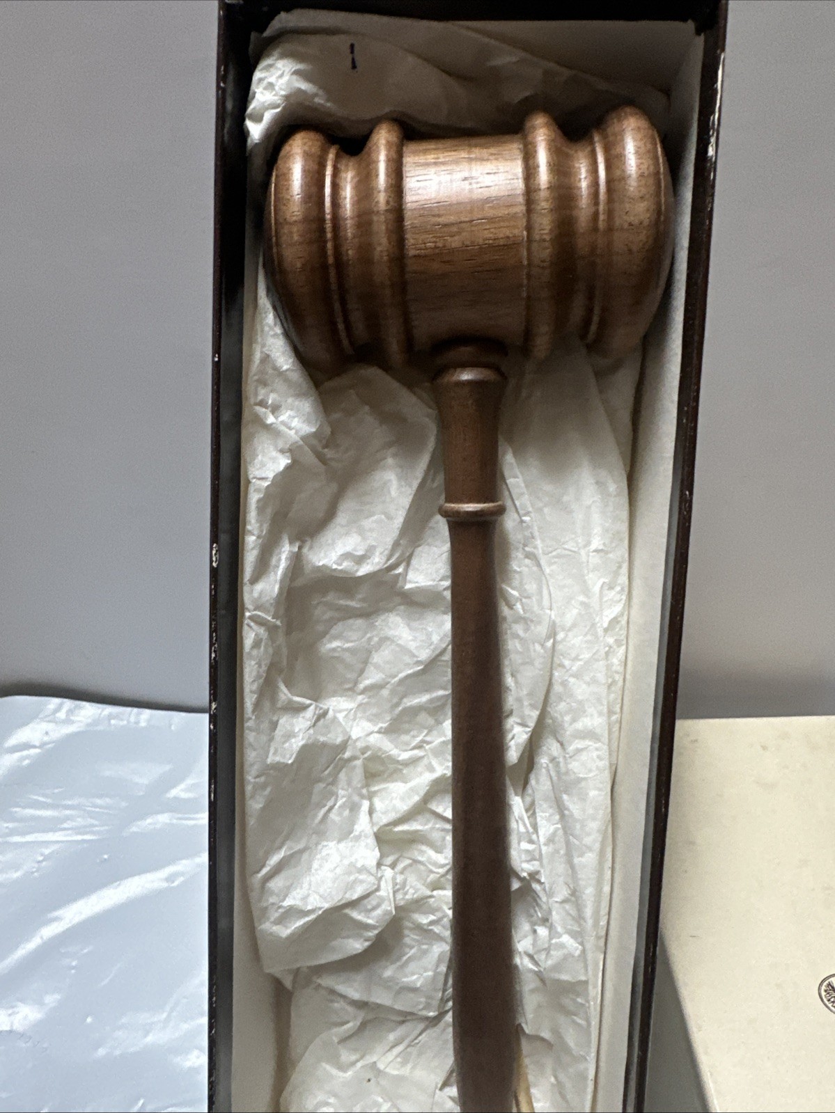 Vintage Gavel Mallet Walnut Wooden Carved 10.5” Judge New In Box Made In USA