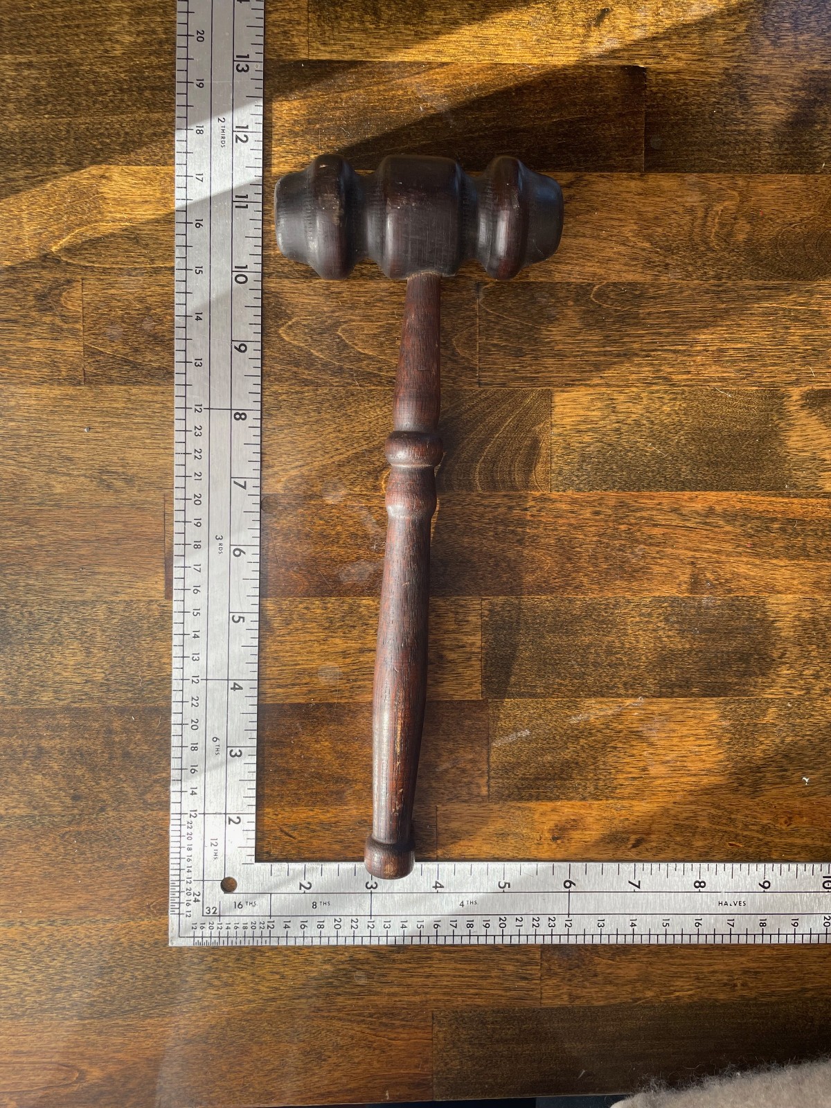 Antique 19th Century Solid Wood Gavel – Large, Hand-Turned