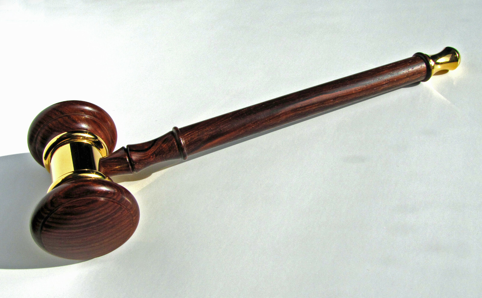 Gavel Made From Cocobolo Rosewood & Gold Plated Solid Brass