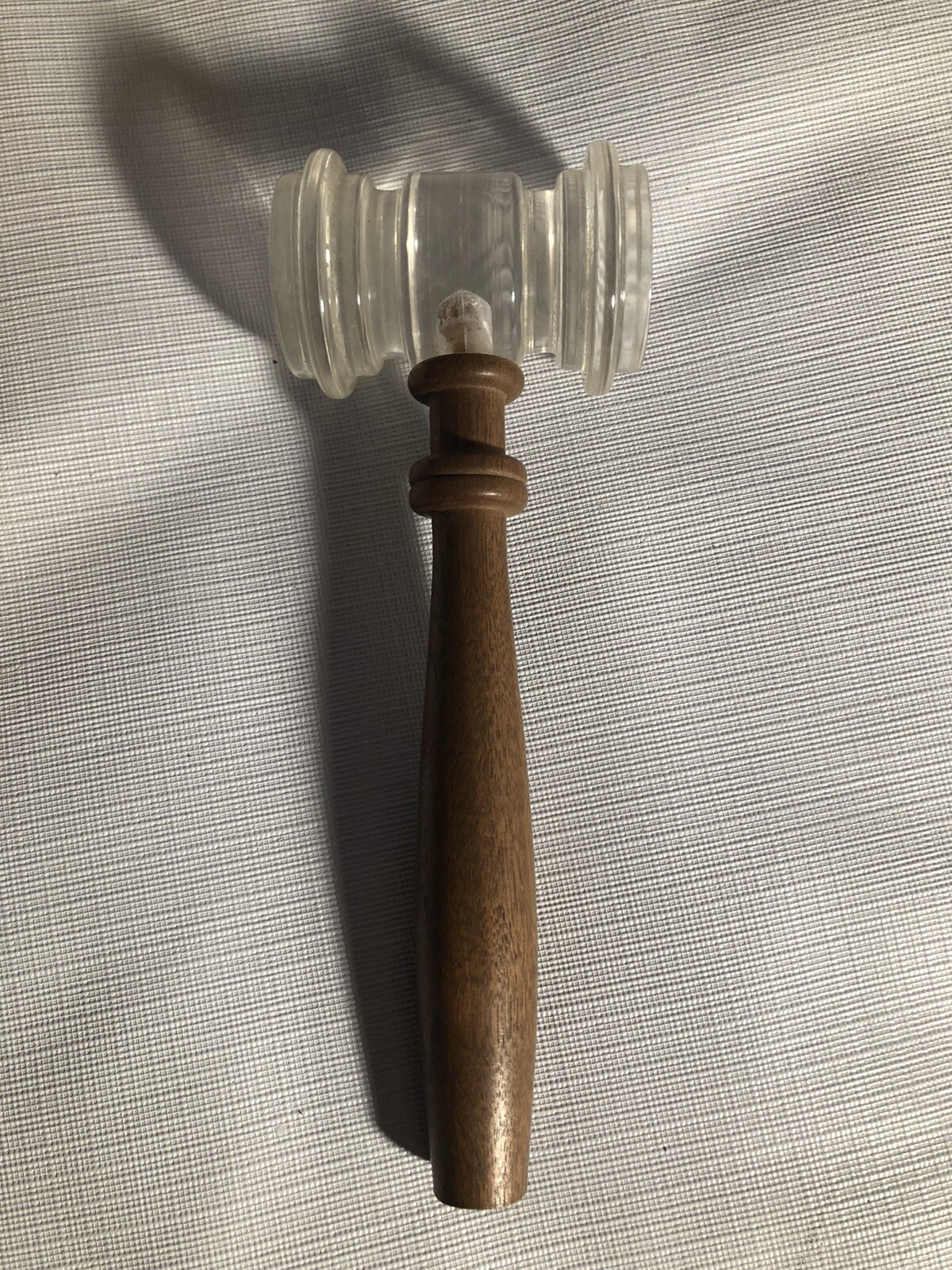 Vntg Gavel Clear Head Plastic Wooden Handle Rare Unique Judge Cosplay Costume