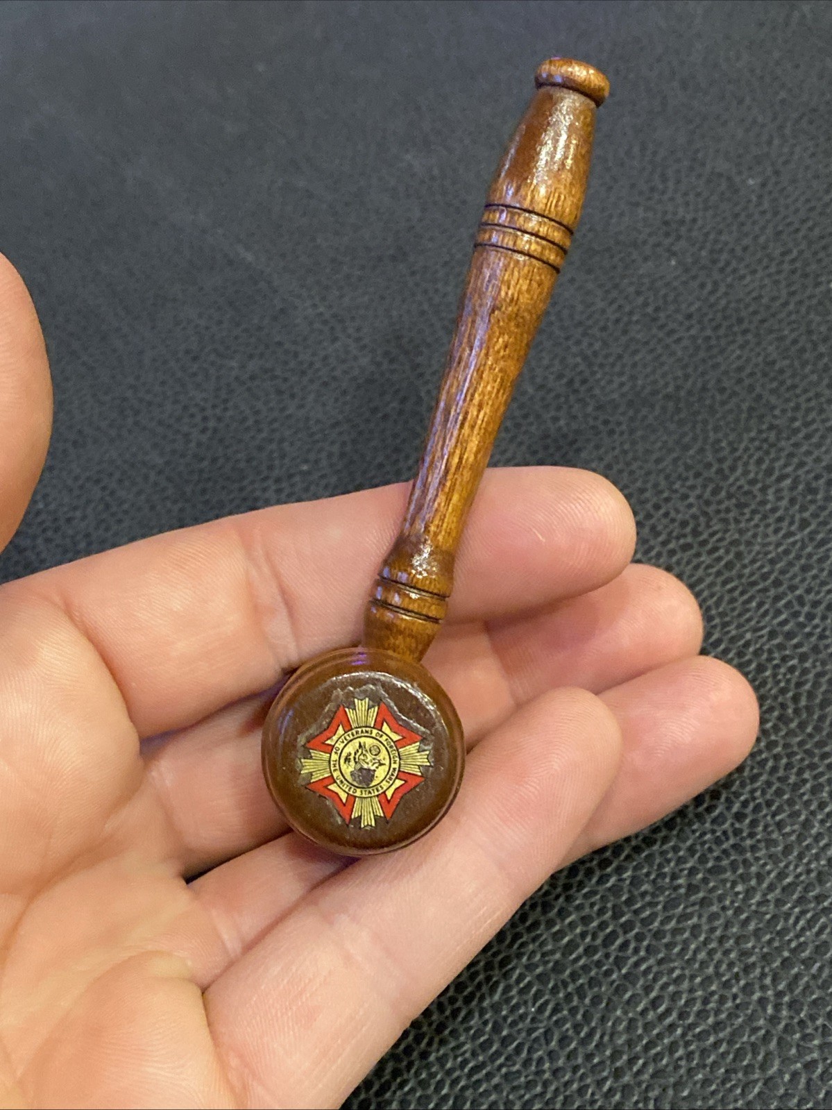 VTG 1960s VFW LOGO MINI TURNED WOOD GAVEL JUDGE’S GAVEL VETERANS OF FOREIGN WARS