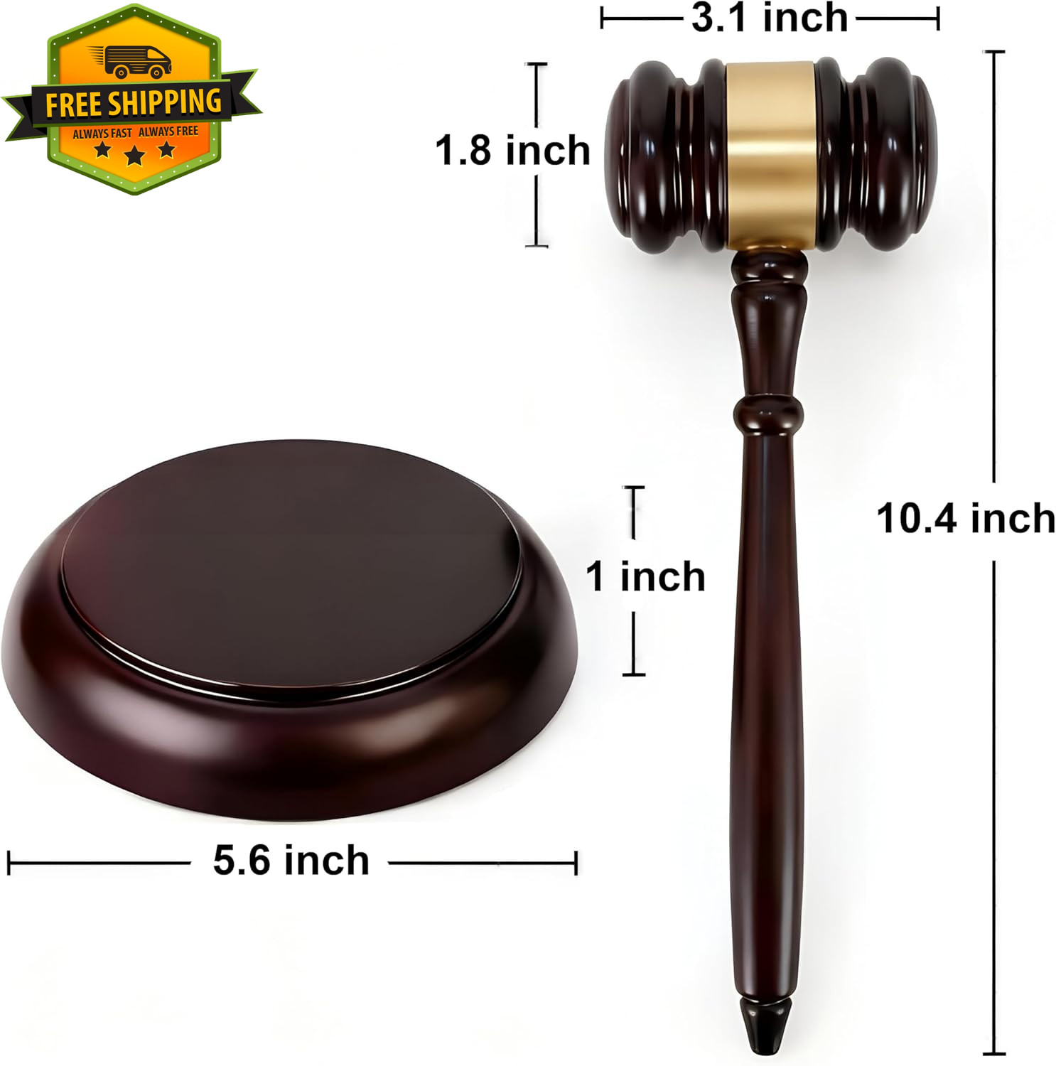 Judge Gavel Set Wooden Sound Block Auction Meeting HOA Court Hammer
