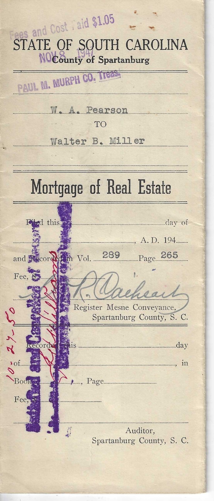 5 Vintage 1911 – 1949 STATE OF SOUTH CAROLINA Legal Documents: Will, Probate,