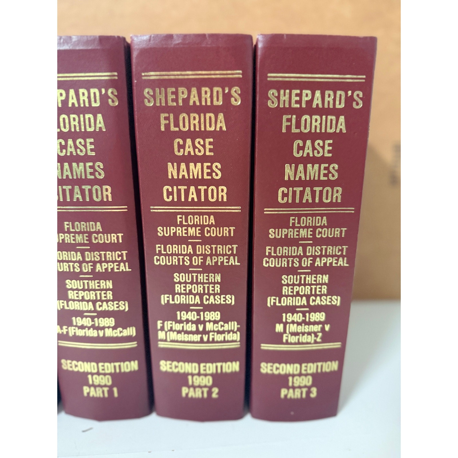 Shepard’s Florida Citations & Case Names Set 1986–1990 Law Books