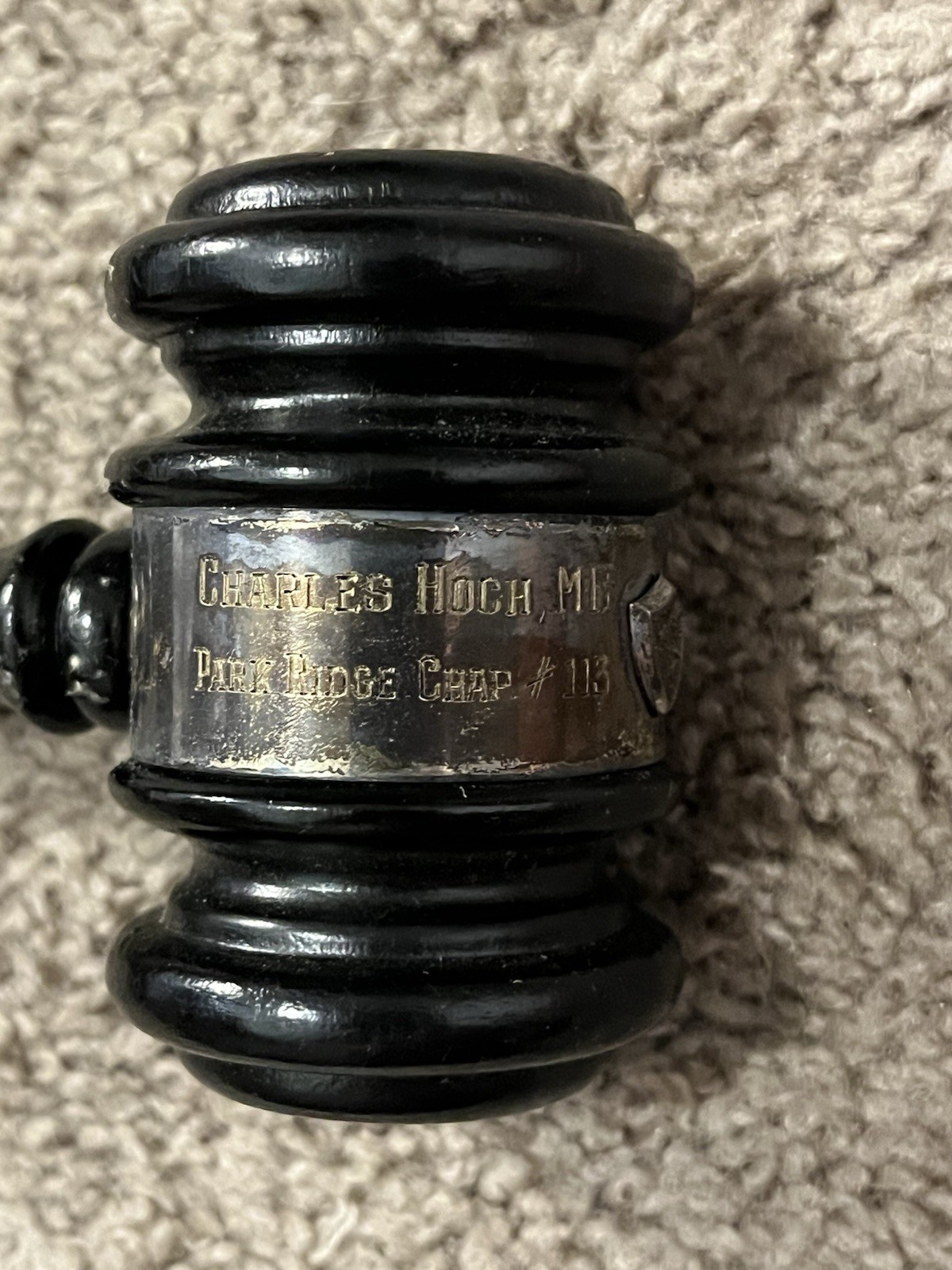 Vintage Wooden Judge Gavel w/ Engraved Metal Band & Box Court Legal Decor