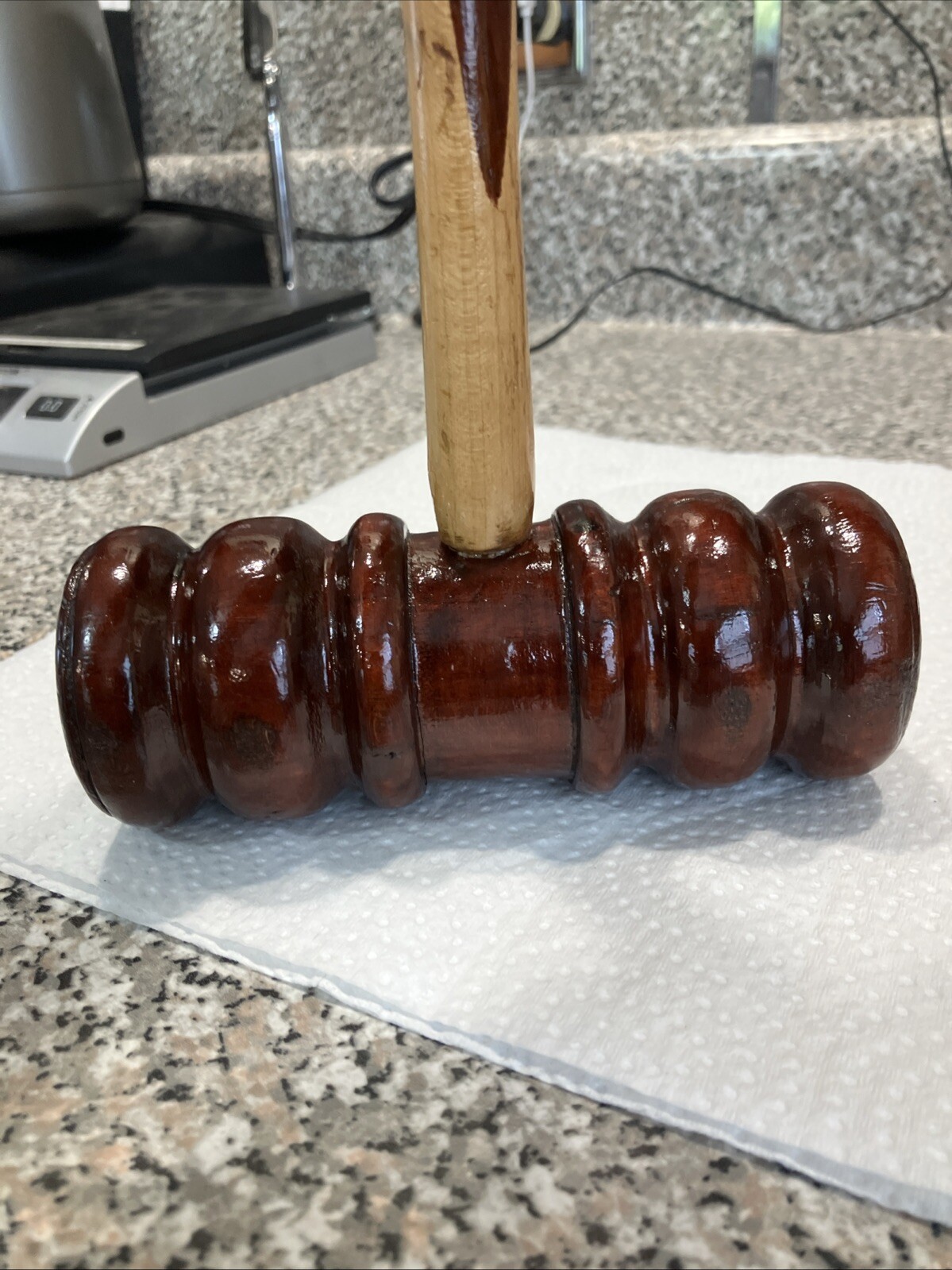 Vintage Wooden Gavel Wood Judge Auctioneer Mallet 10 3/4” Handmade very rare