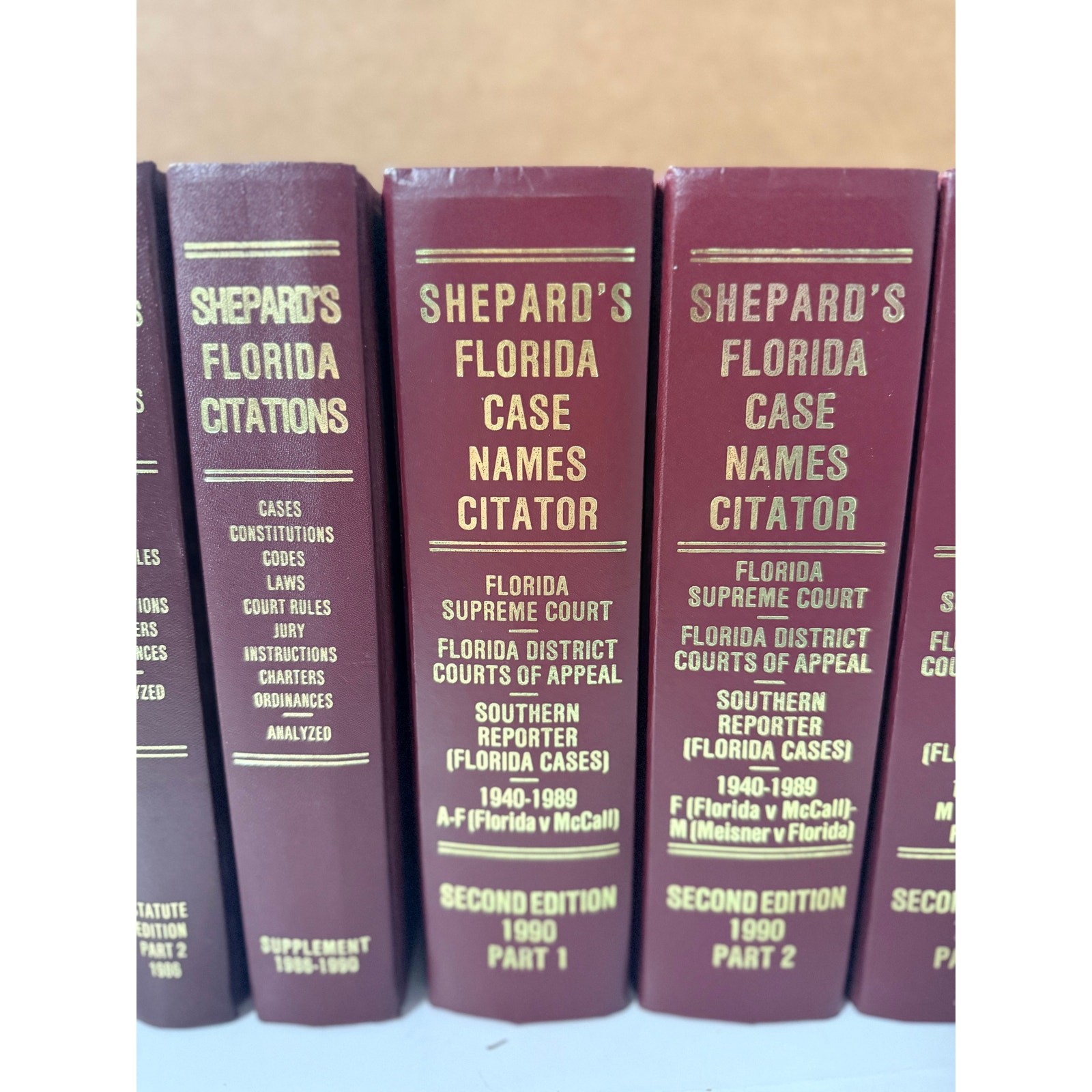 Shepard’s Florida Citations & Case Names Set 1986–1990 Law Books