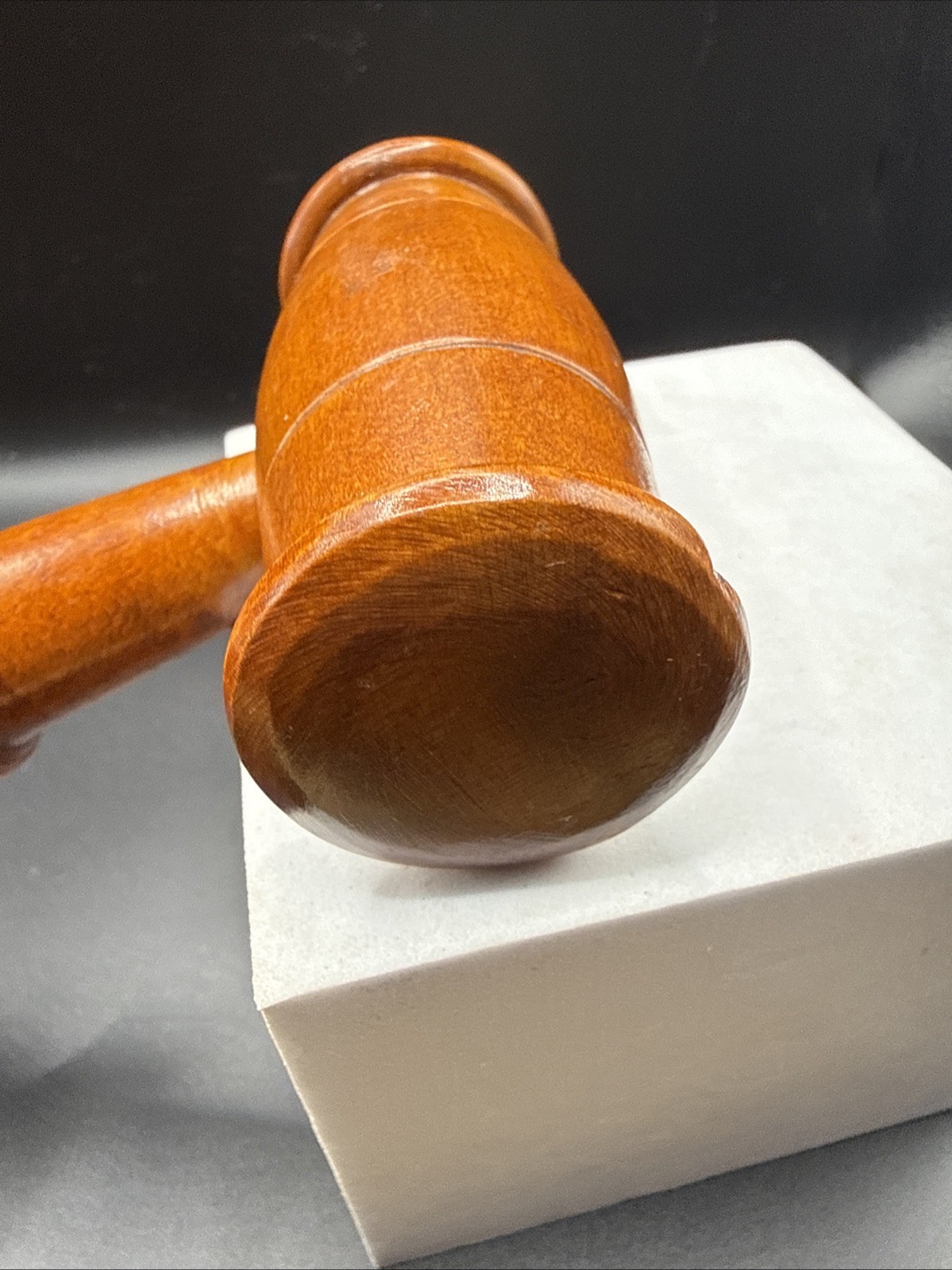 Vintage Good Turning Details Red Tone Solid Wood Judge’s Gavel Approx. 11”