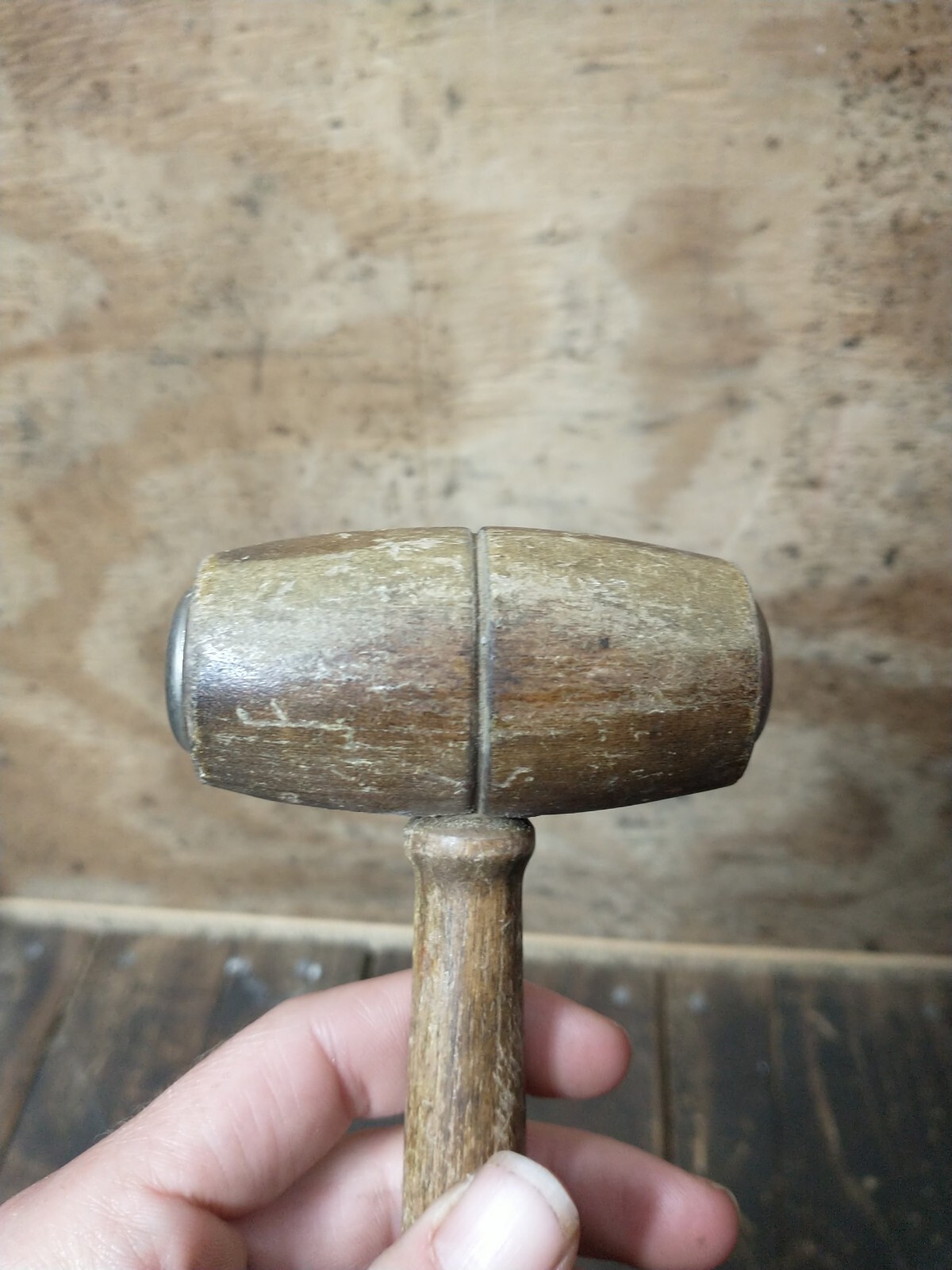 Vintage Judge Lawyer auctioneer Wood Metal tip Gavel Hammer mallet 9″