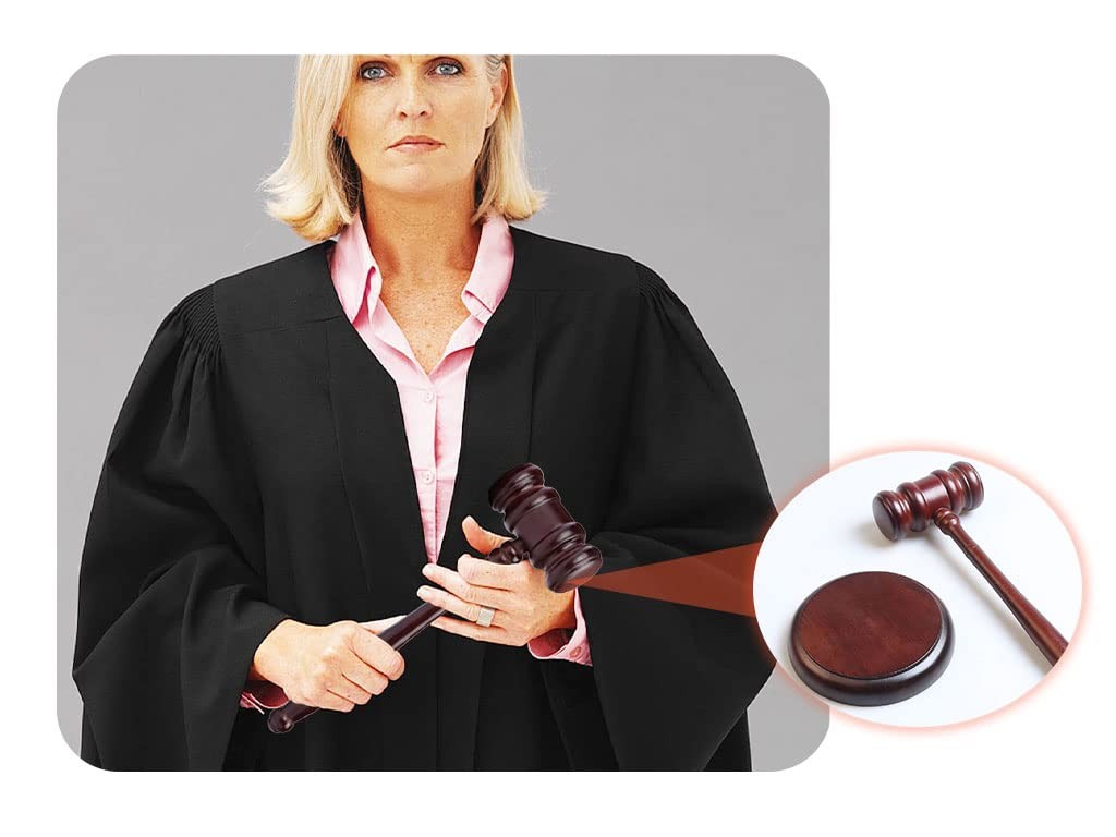 Black Gavel and Block, Handcrafted Wooden Set for Judge, Lawyer, Student, Auc.