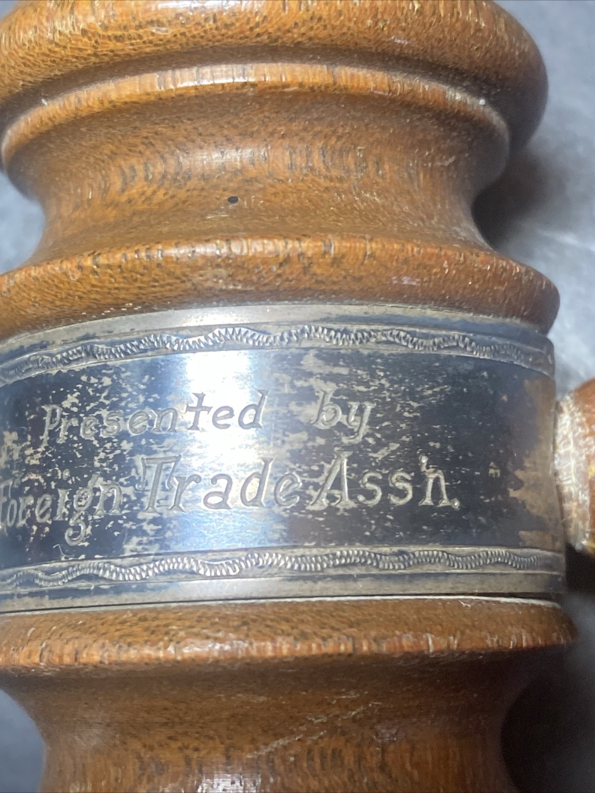 Vtg Wooden Walnut Gavel 8 1/2” Engraved To Write A Mitchell 1941 American Legion