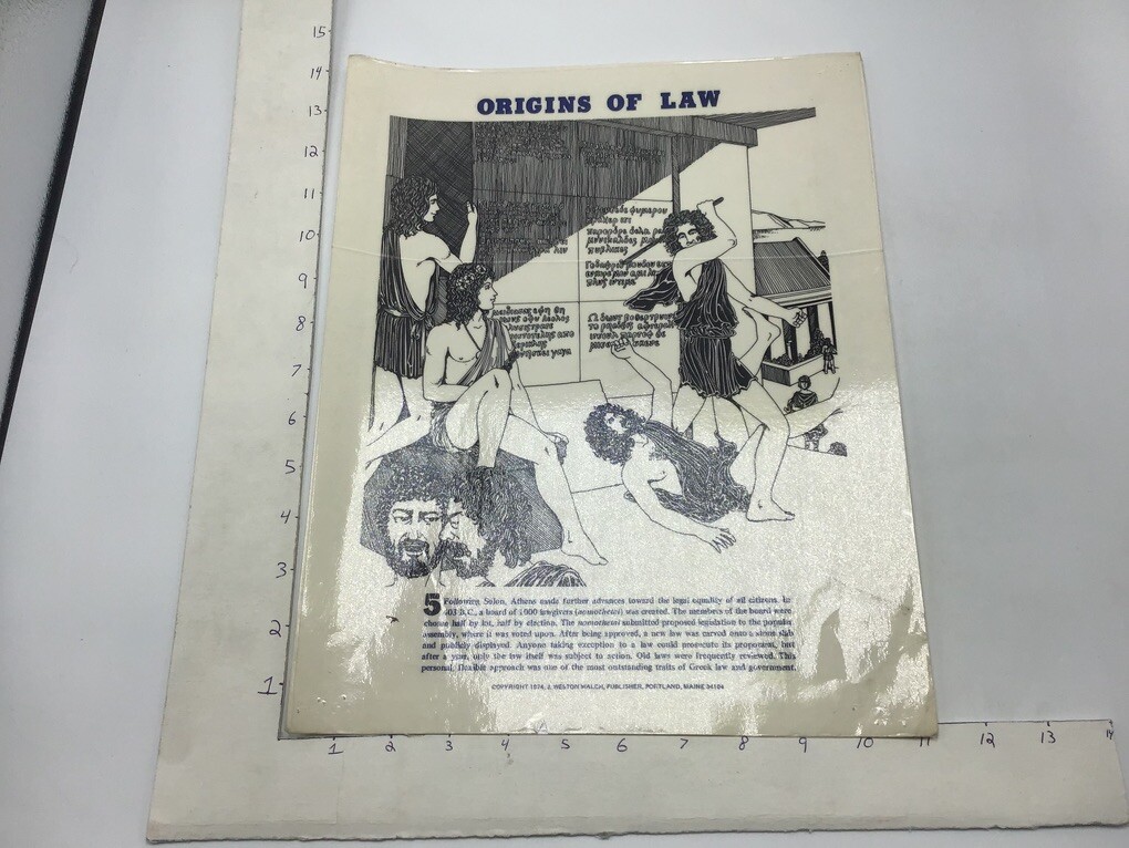 Original 1974 Poster: ORIGINS OF LAW – ATHENIAN 1000 LAWGIVERS – J Weston Walch