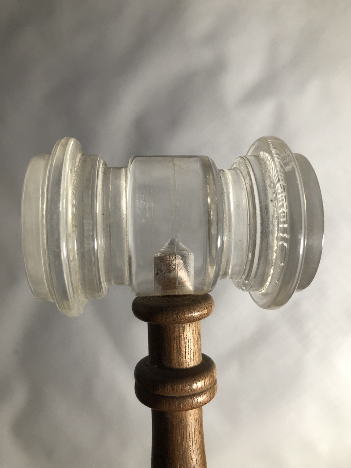 Vntg Gavel Clear Head Plastic Wooden Handle Rare Unique Judge Cosplay Costume