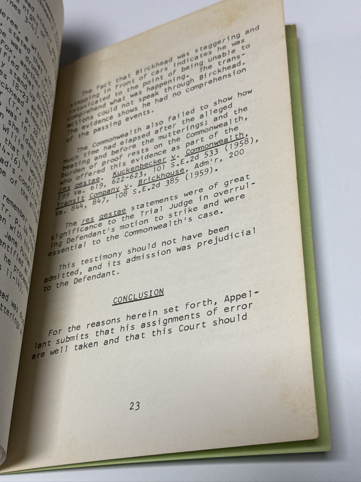 Virginia Supreme Court of Appeals Brief 1971 Ernest Shifflett Record 7782