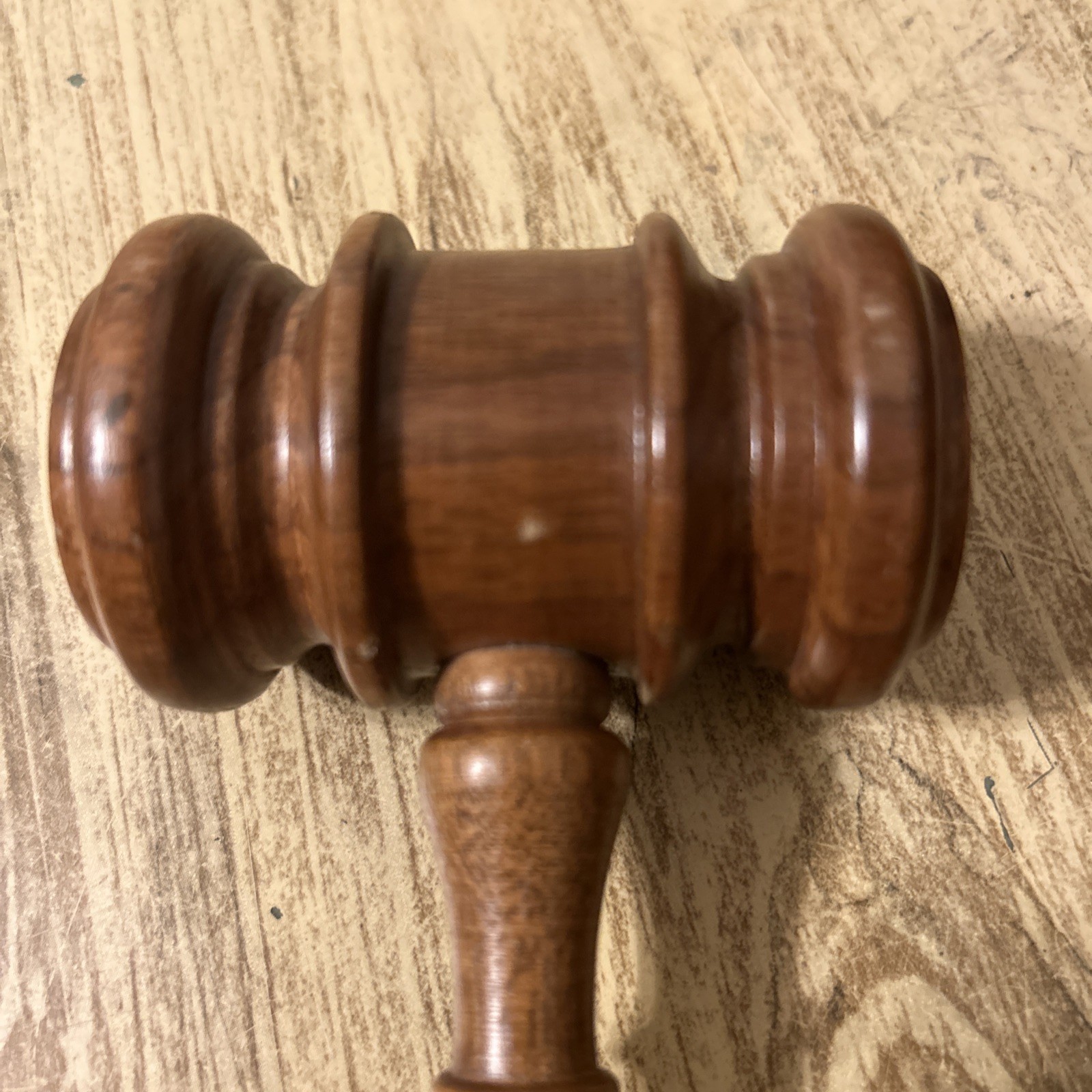 10”Vintage Solid hard Wood Gavel desk ornament auction ornate light weight