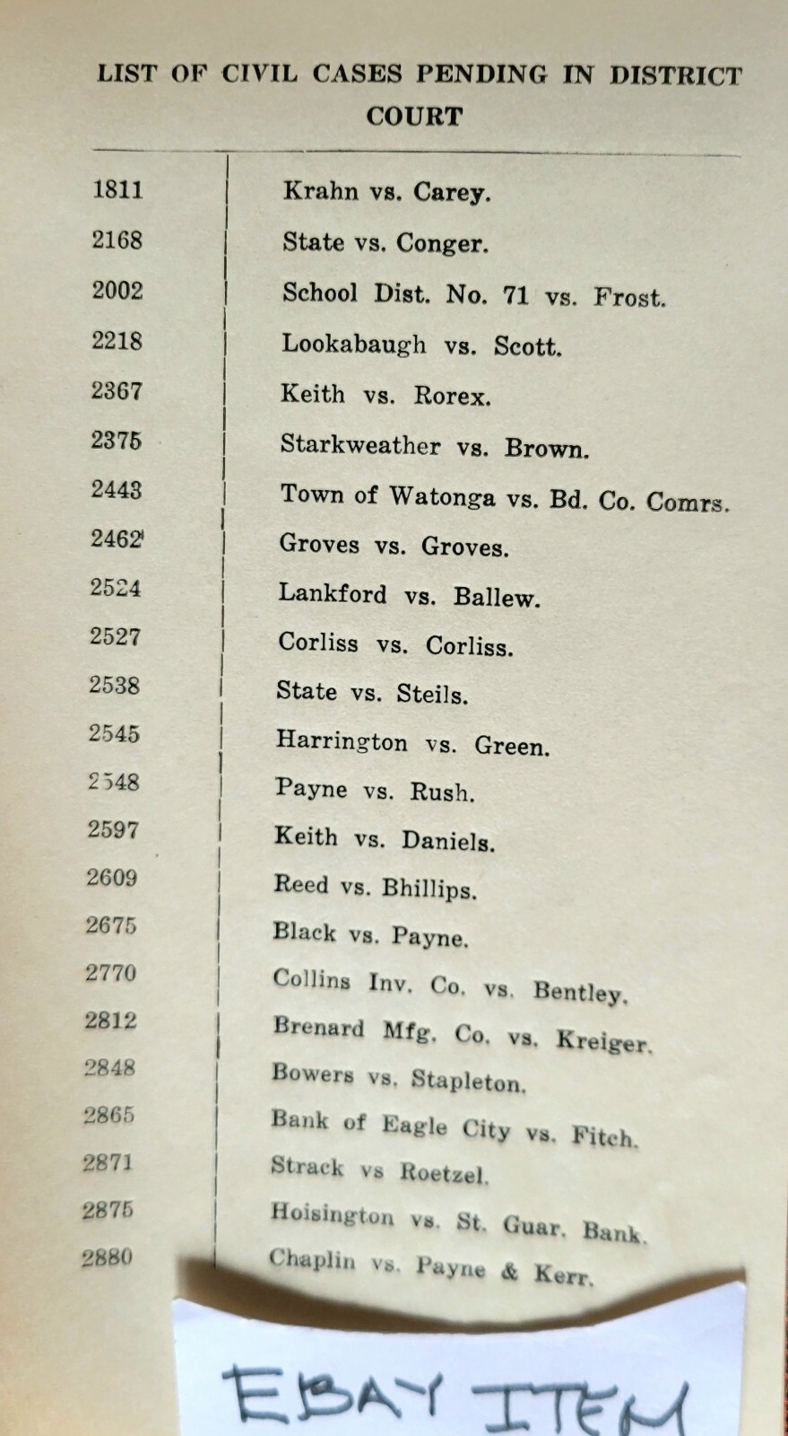 1920 BLAINE COUNTY OK. COURT CALENDAR THOMAS A. EDWARDS DISTRICT JUDGE