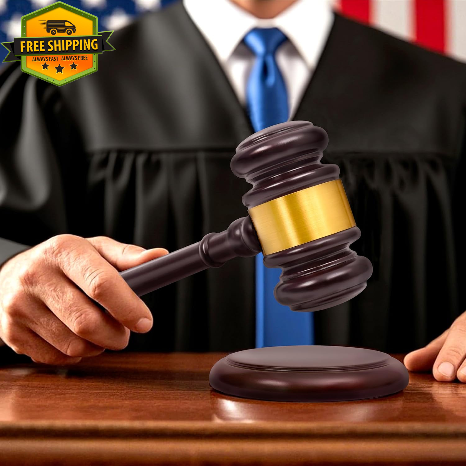 Judge Gavel Set Wooden Sound Block Auction Meeting HOA Court Hammer