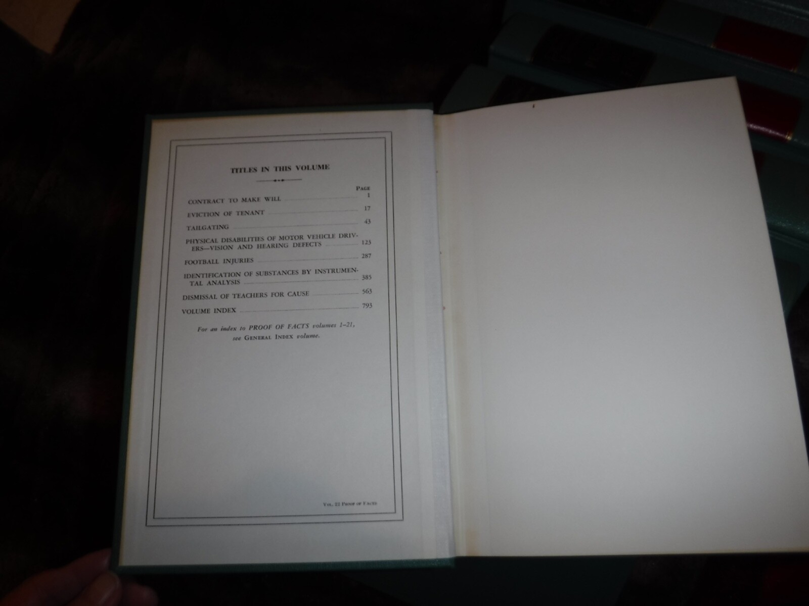 AMERICAN JURISPRUDENCE PROOF OF FACTS VOL 12 – 30 & INDEX : 20 LAW BOOKS