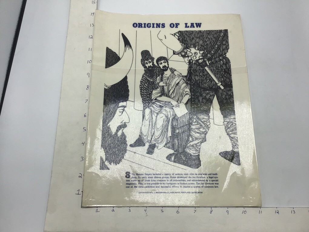 Original 1974 ORIGINS OF LAW Poster – ROME -IUS GENTIUM- J Weston Walch 11 x 14″