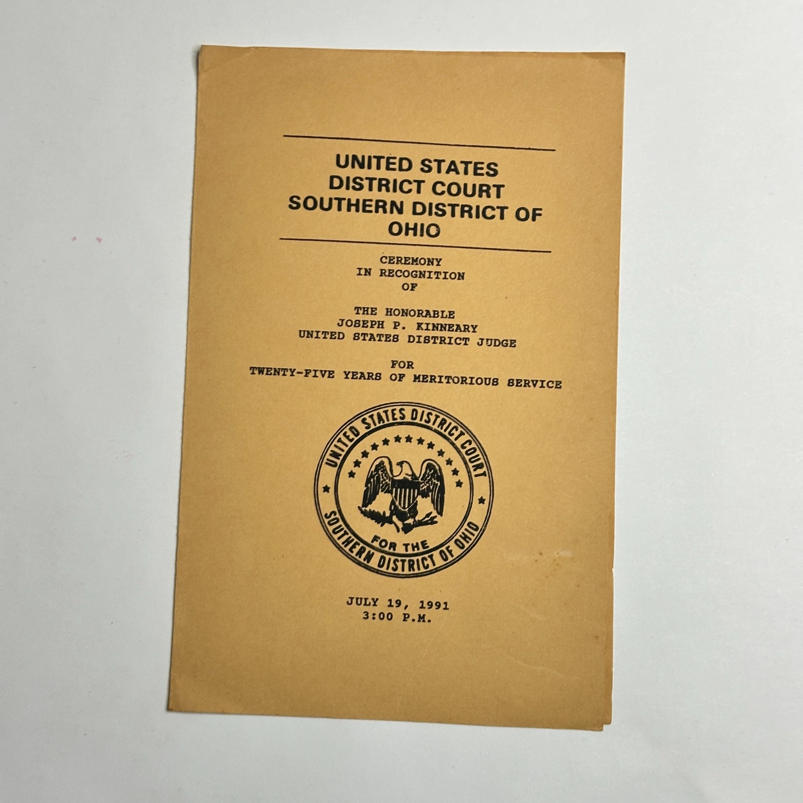 Signed Ephemera Grouping – Judge Joseph P. Kinneary, Ohio U.S. District Court