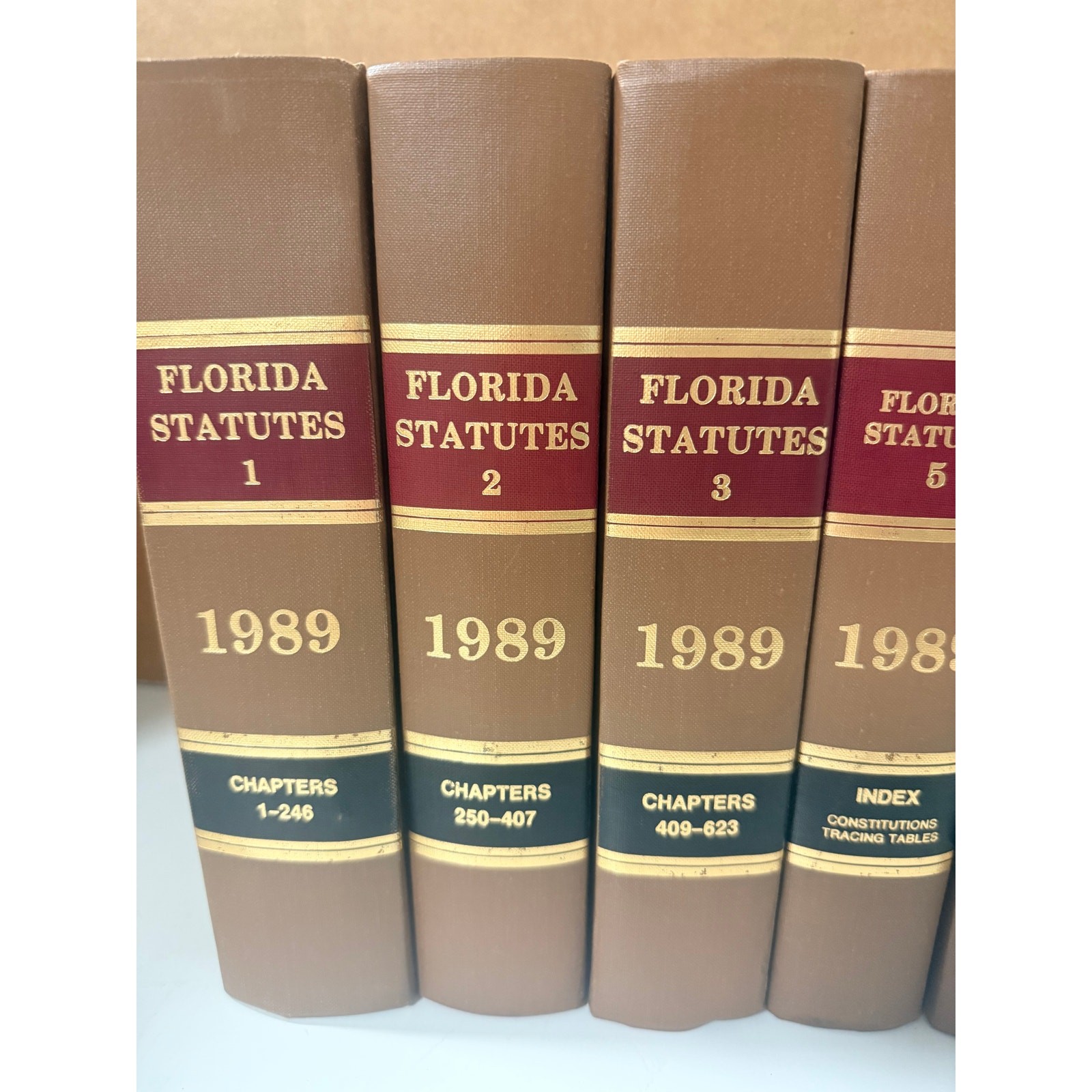 Florida Statutes 1989 Set w/ 1990 Supplements Vol 1 & 2 – Volume 1-3, 5