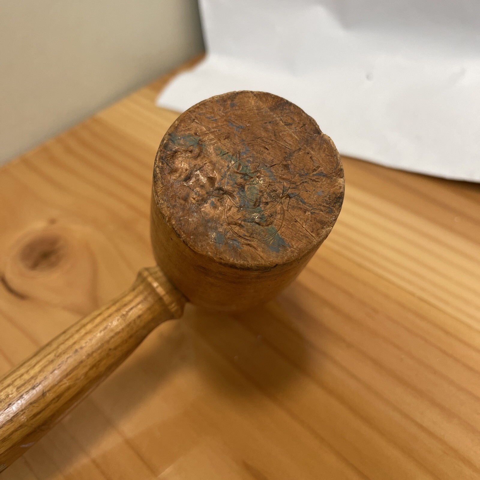 vintage wooden Solid wood mallet w/Round Wood end & Flat End 11” Long